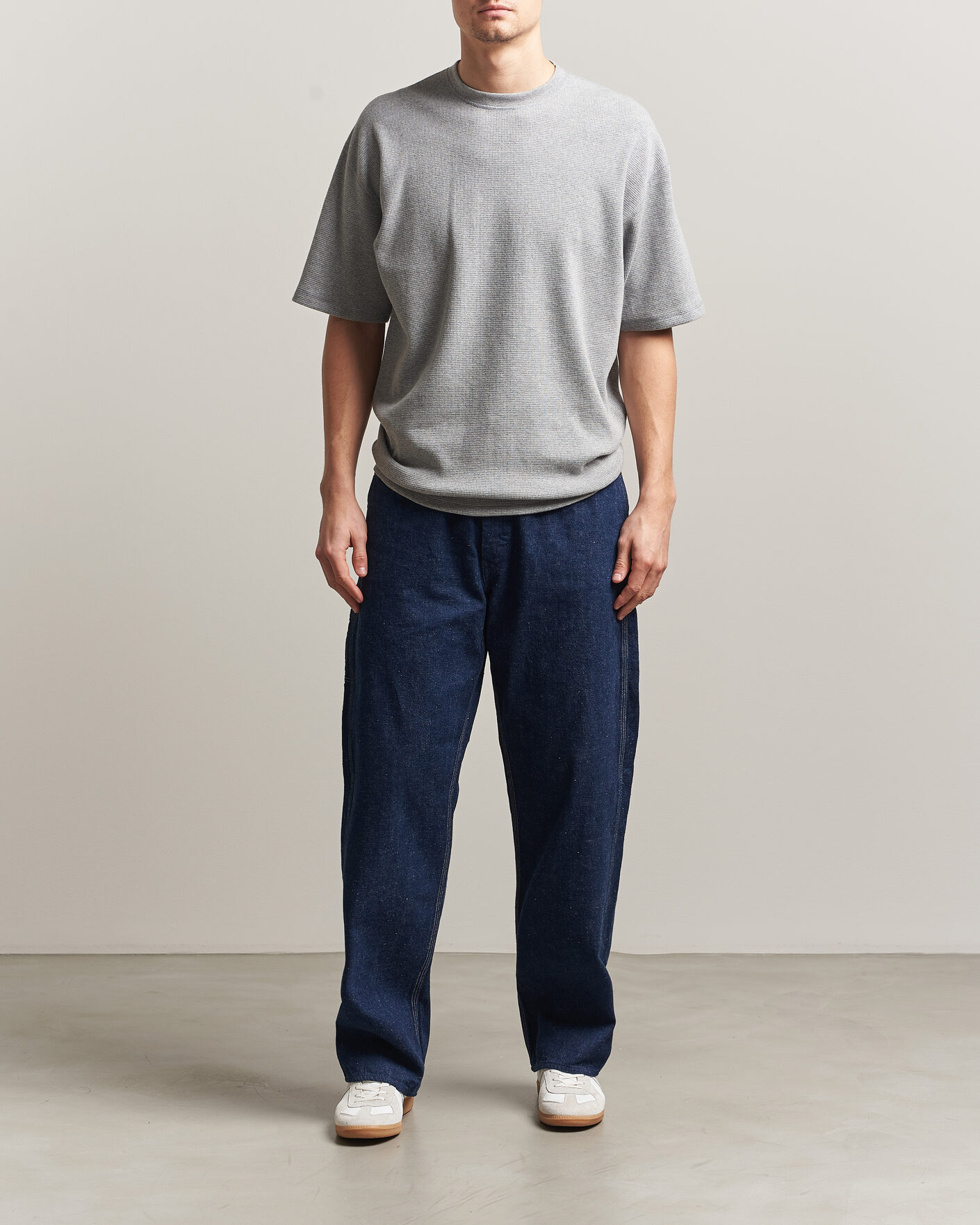 Heren | T-shirts | orSlow | Waffle Cotton T-Shirt Heather Gray
