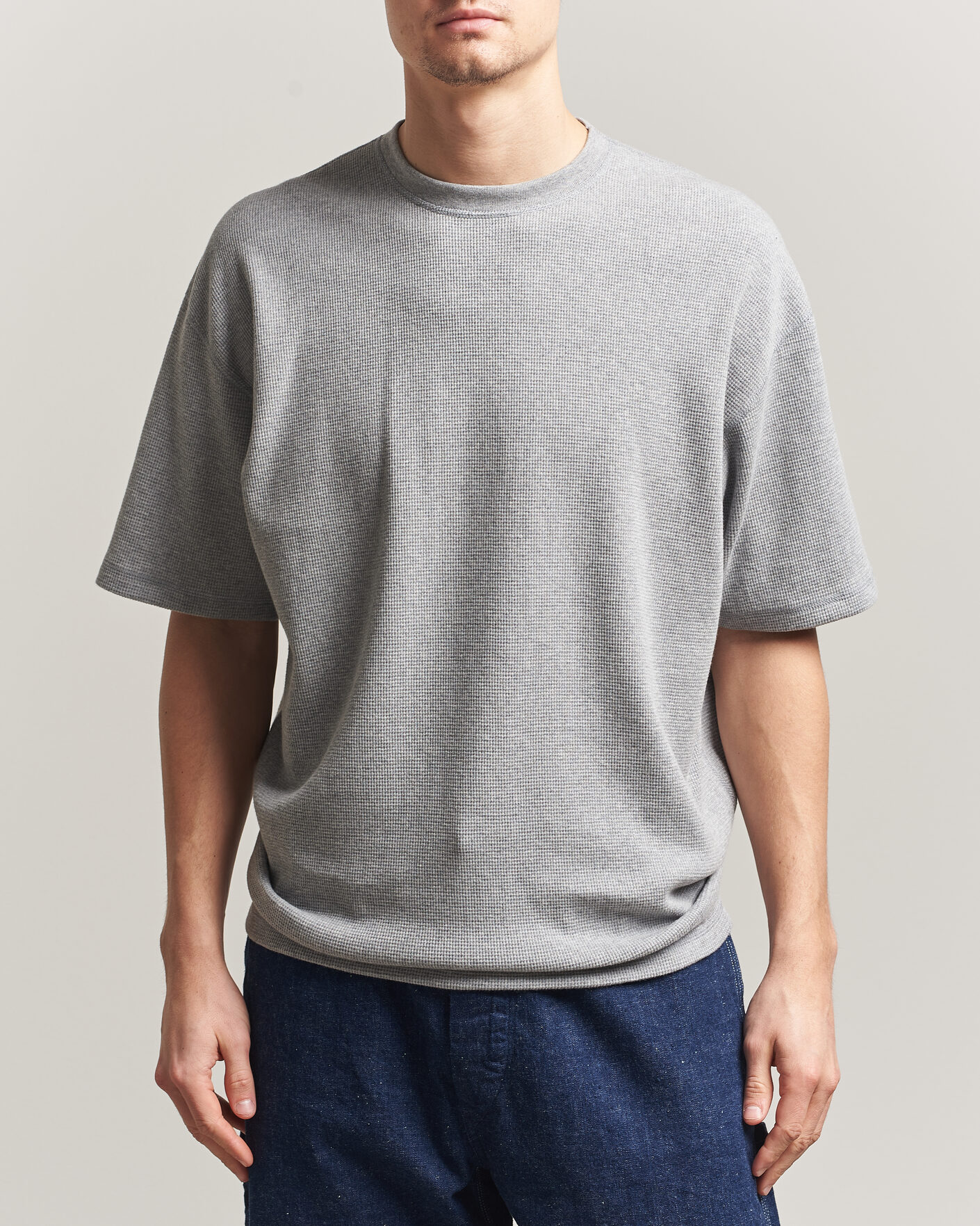 Heren | T-shirts | orSlow | Waffle Cotton T-Shirt Heather Gray