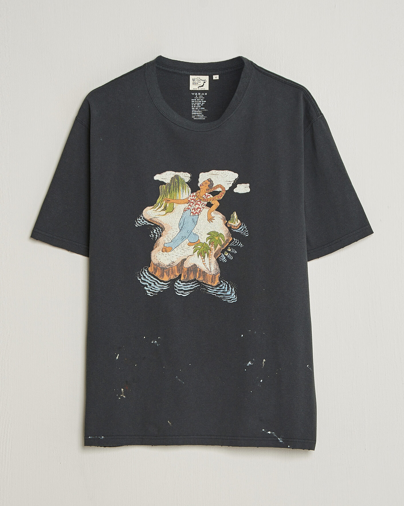 Heren | T-shirts | orSlow | Vintage Hawaiian Print T-Shirt Black