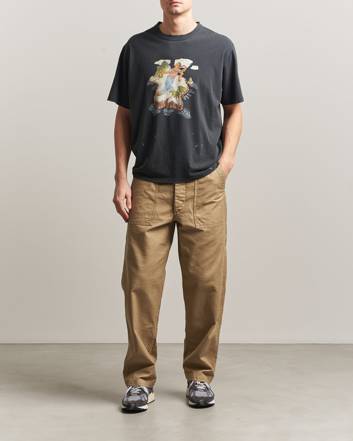 Heren | T-shirts | orSlow | Vintage Hawaiian Print T-Shirt Black