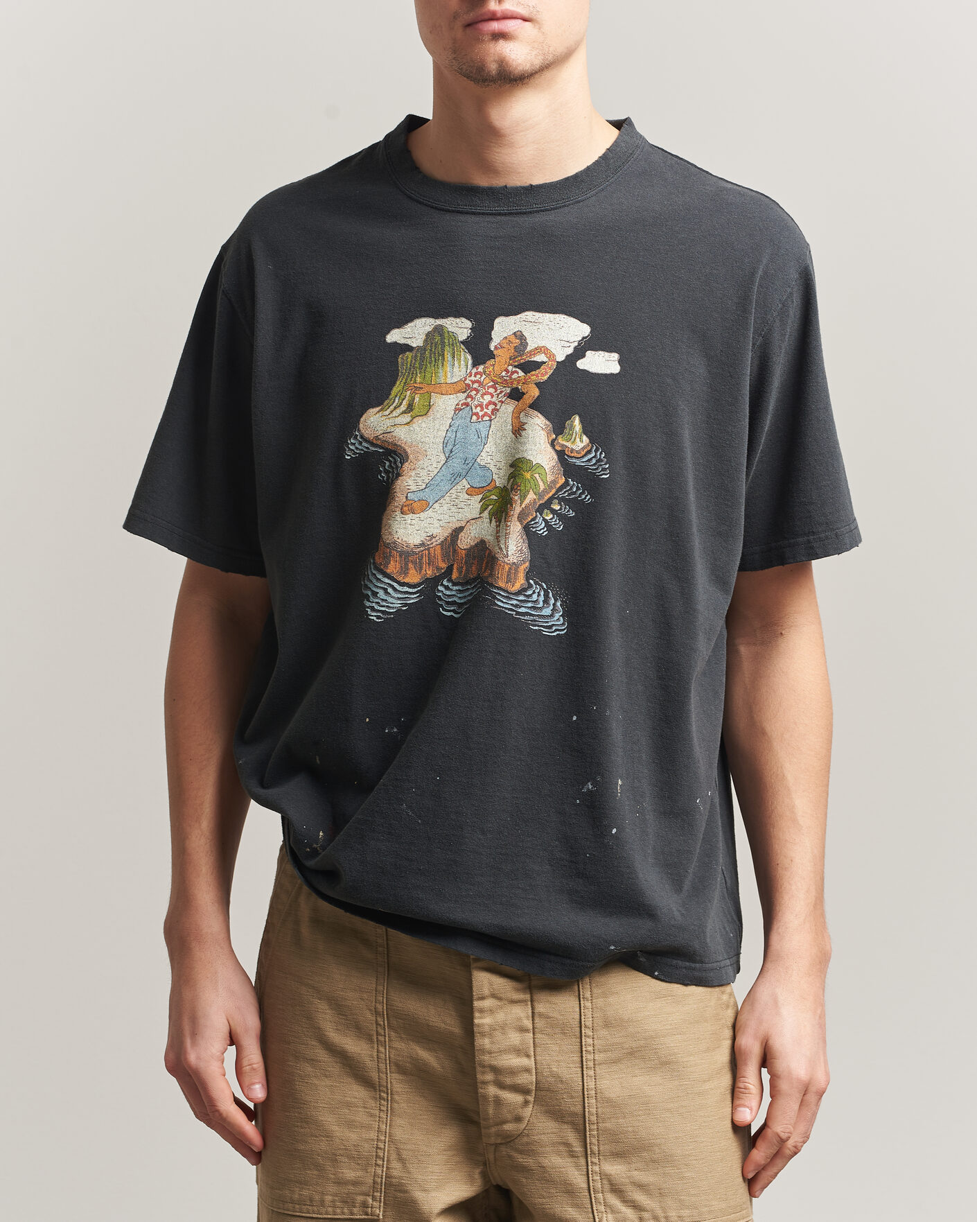 Heren | T-shirts | orSlow | Vintage Hawaiian Print T-Shirt Black