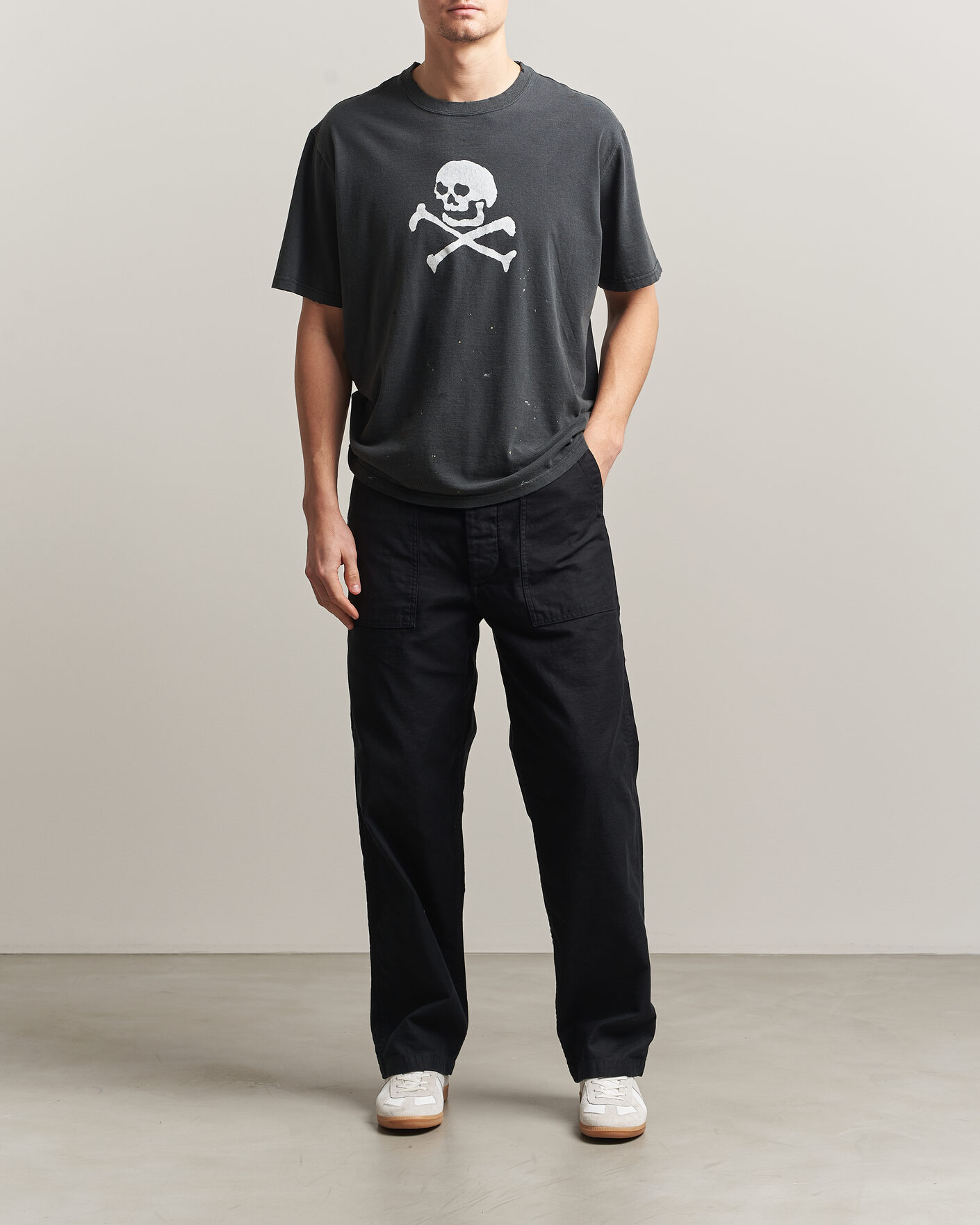 Heren | T-shirts | orSlow | Vintage Skull Print T-Shirt Black