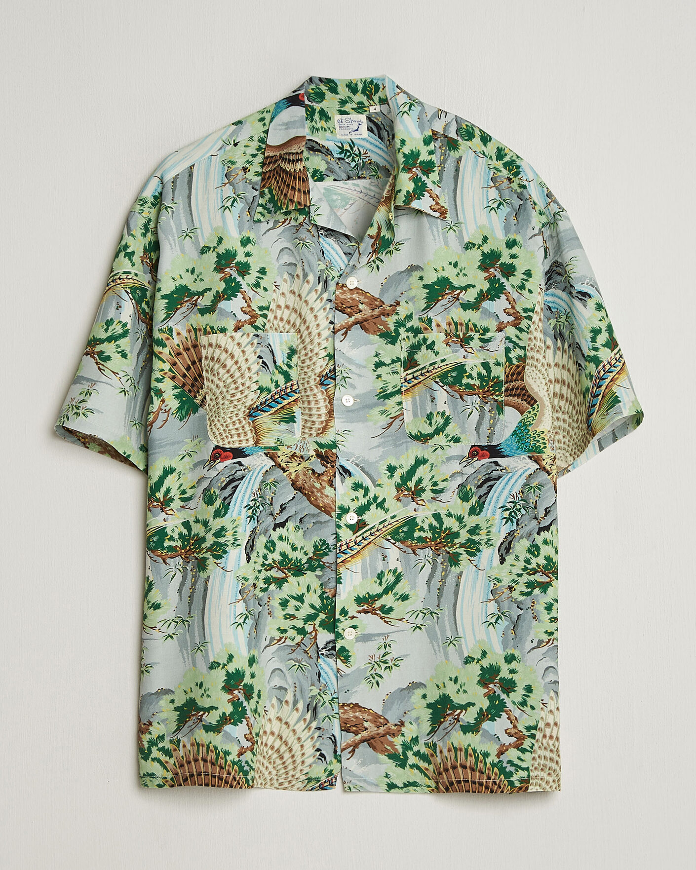 Heren | Overhemden | orSlow | Peacock Garden Hawaiian Shirt Green