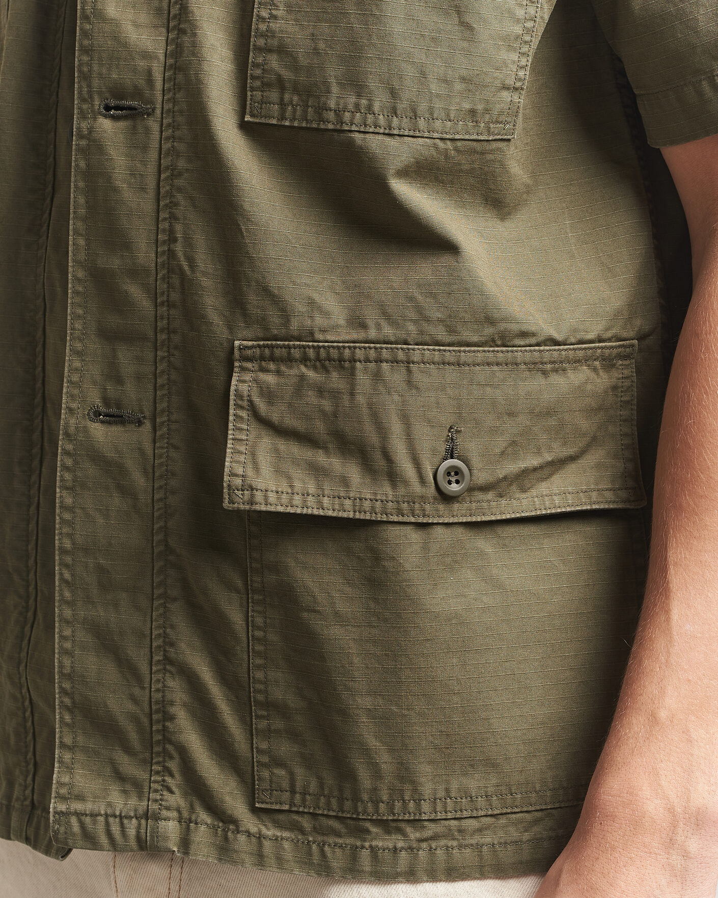 Heren | Overhemden | orSlow | Short Sleeve Utility Shirt Army Green
