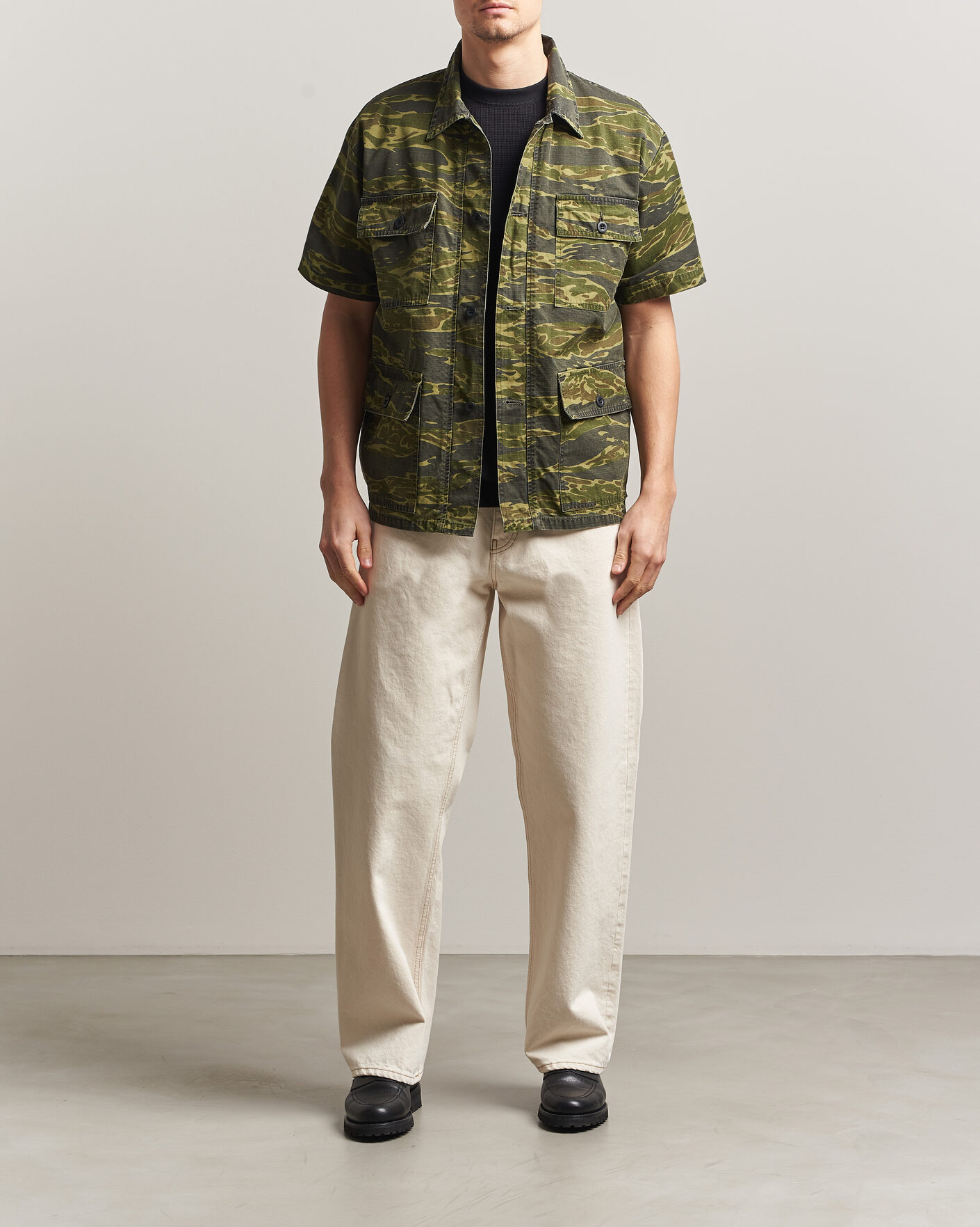 Heren | Overhemden | orSlow | Short Sleeve Utility Shirt Tiger Camo