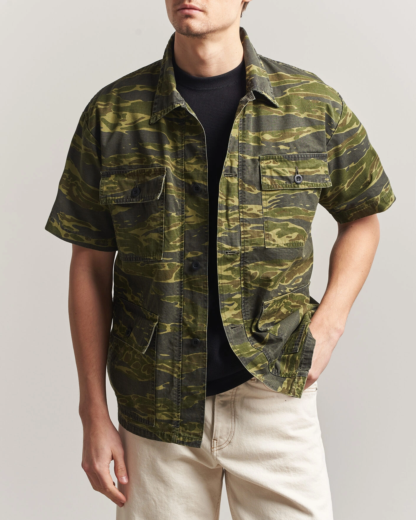Heren | Overhemden | orSlow | Short Sleeve Utility Shirt Tiger Camo