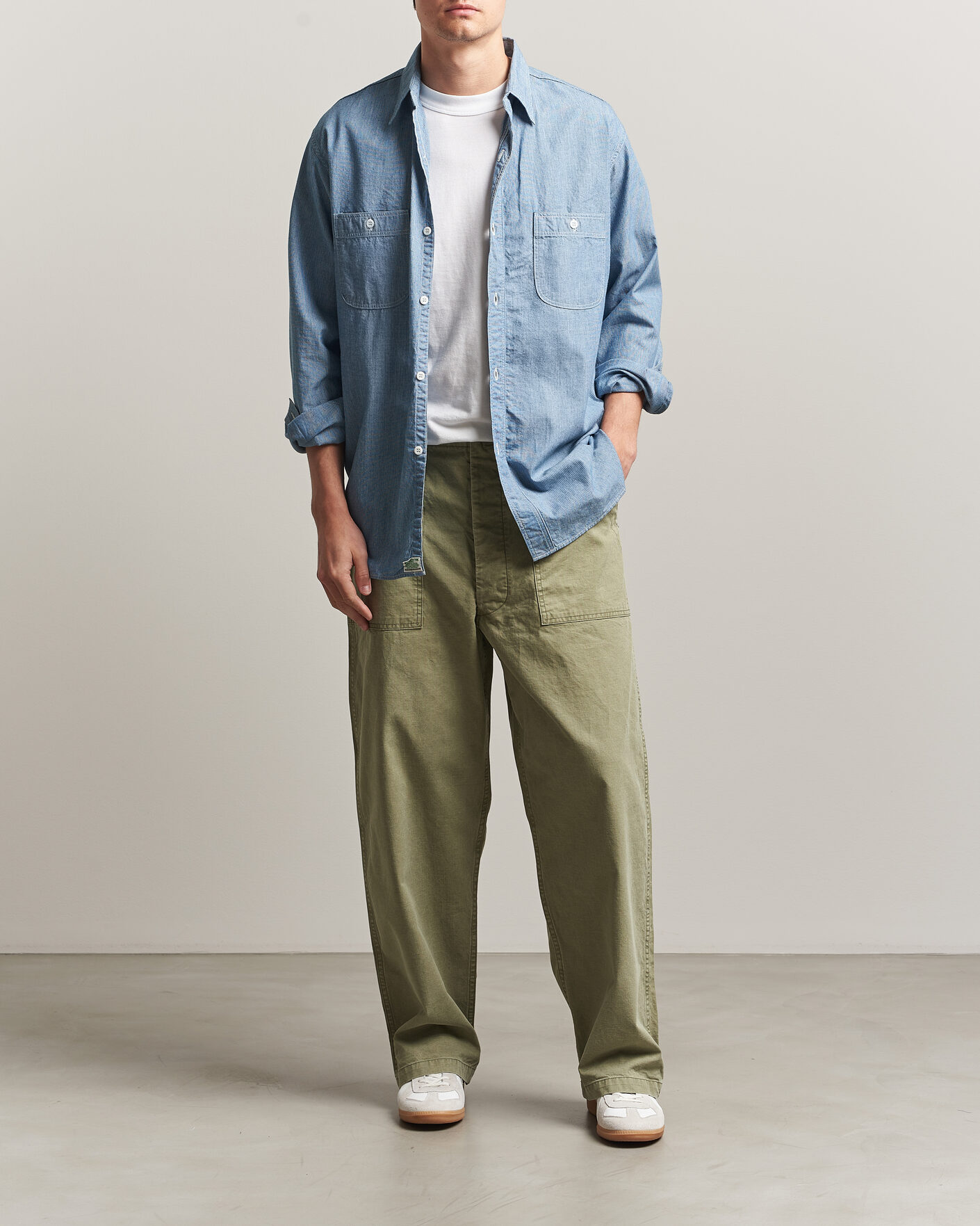 Heren | Broeken | orSlow | Summer Fatigue Pants Washed Army Green