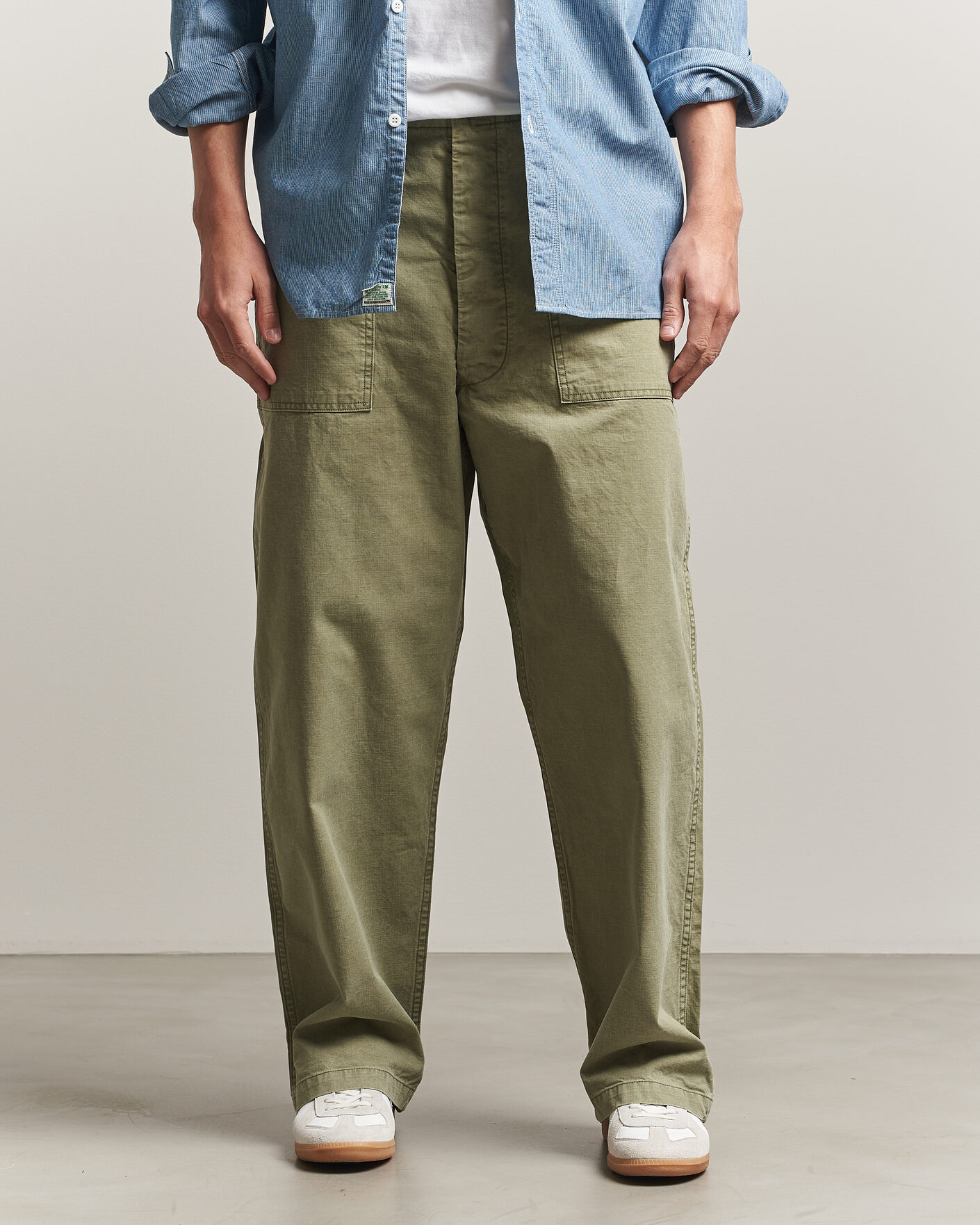 Heren | Broeken | orSlow | Summer Fatigue Pants Washed Army Green
