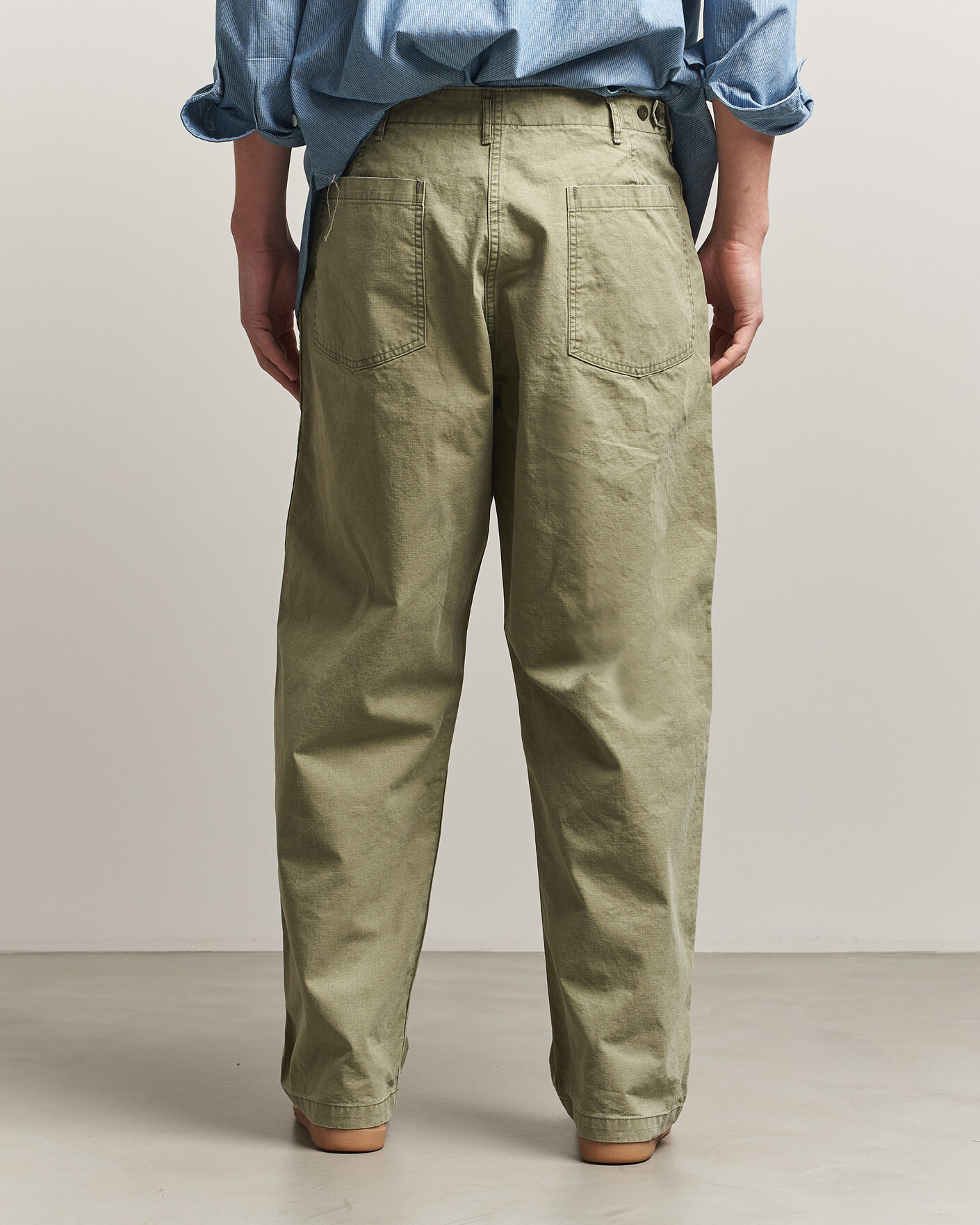 Heren | Broeken | orSlow | Summer Fatigue Pants Washed Army Green