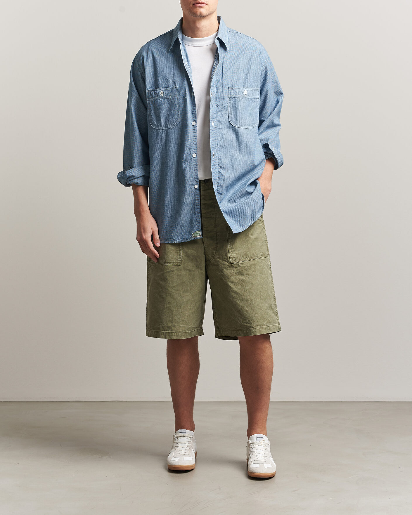 Heren | Korte broek | orSlow | Summer Fatigue Shorts Washed Army Green