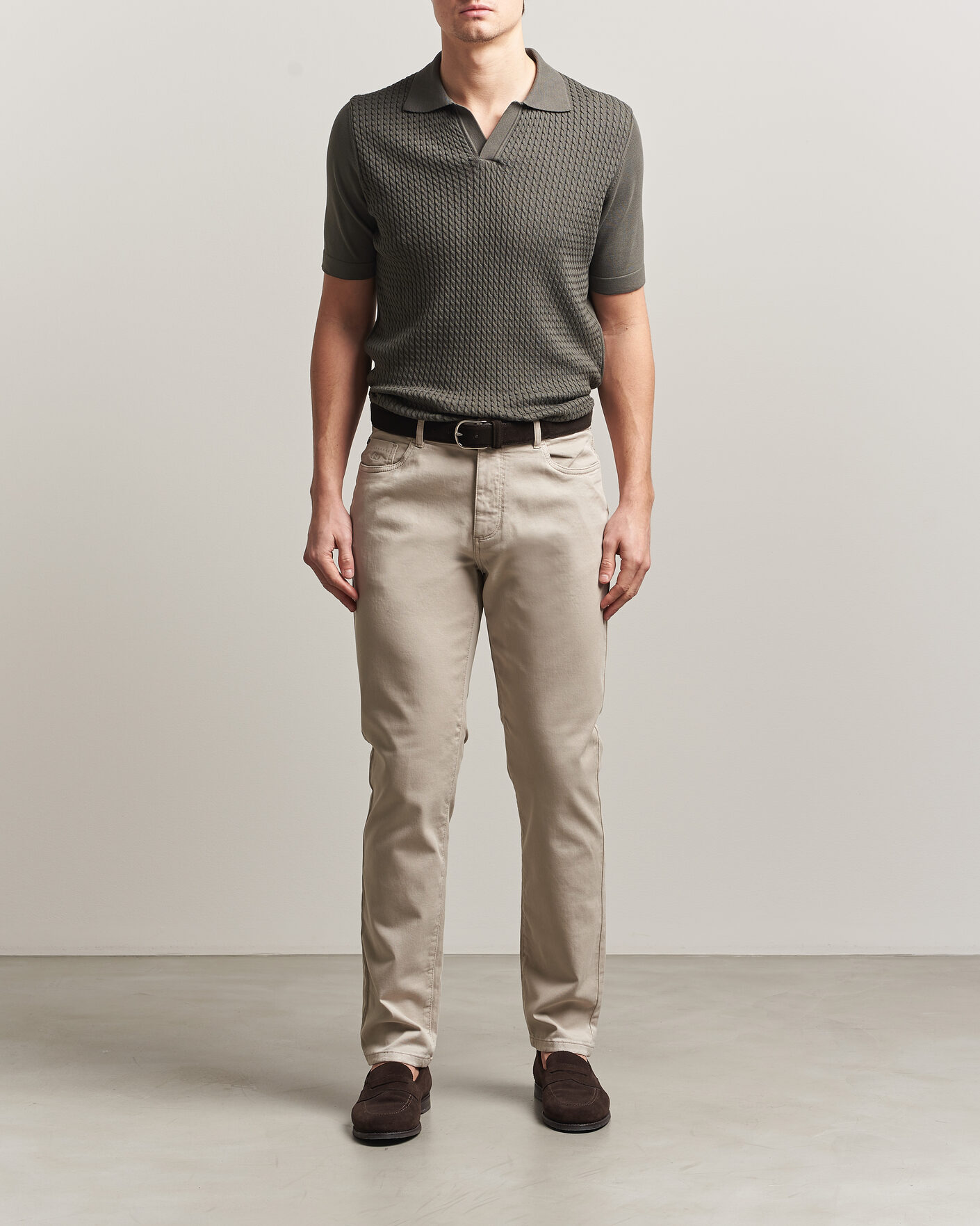 Heren | Broeken | Oscar Jacobson | Slim Fit 5-Pocket Chino Beige