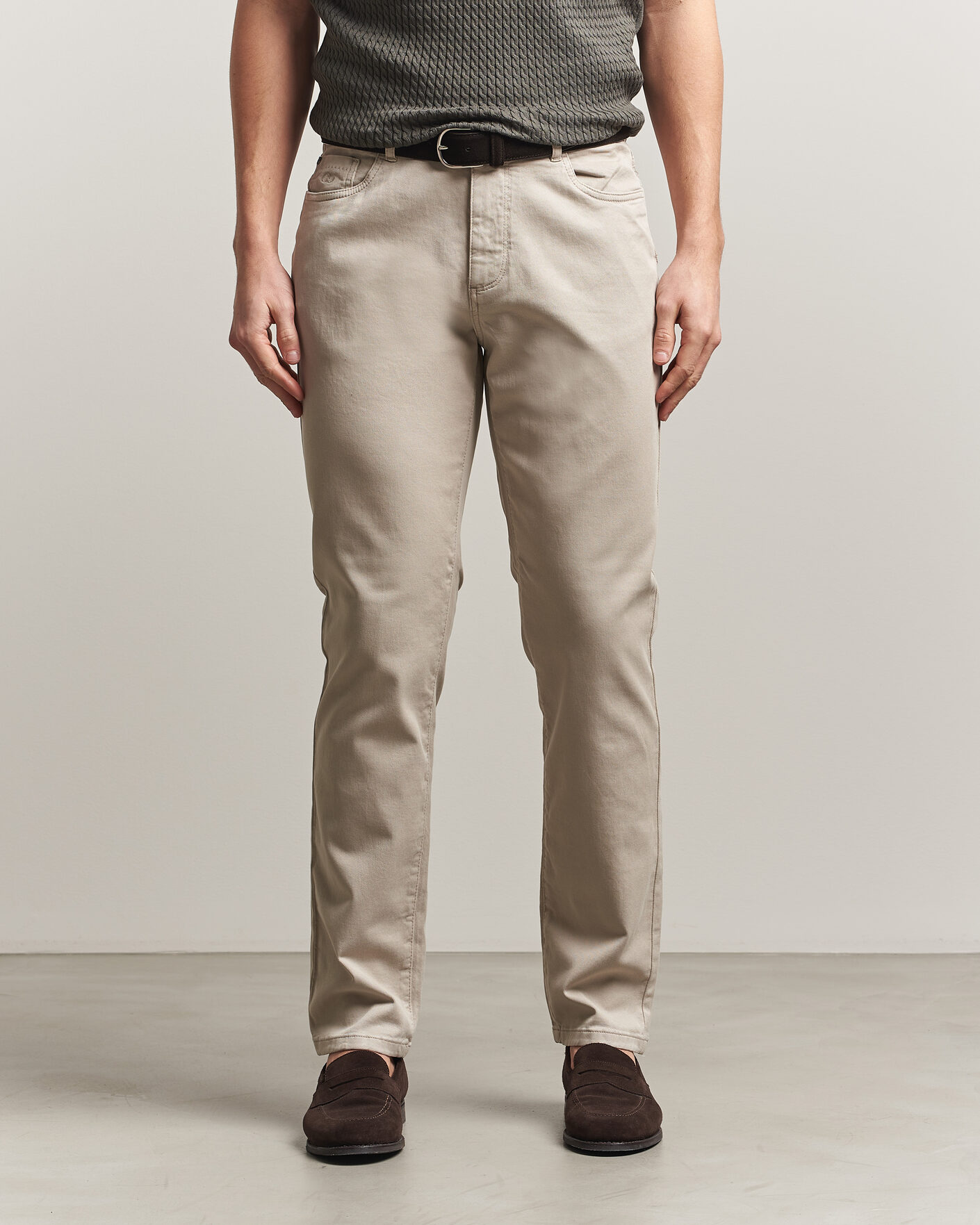 Heren | Broeken | Oscar Jacobson | Slim Fit 5-Pocket Chino Beige