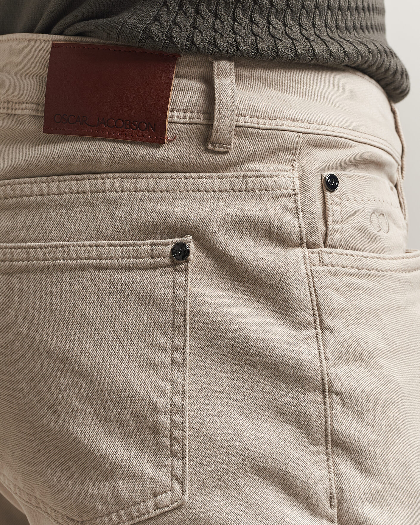 Heren | Broeken | Oscar Jacobson | Slim Fit 5-Pocket Chino Beige