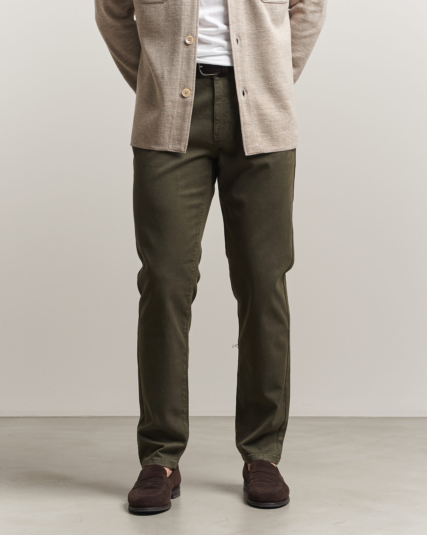 Heren | Broeken | Oscar Jacobson | Slim Fit 5-Pocket Chino  Olive