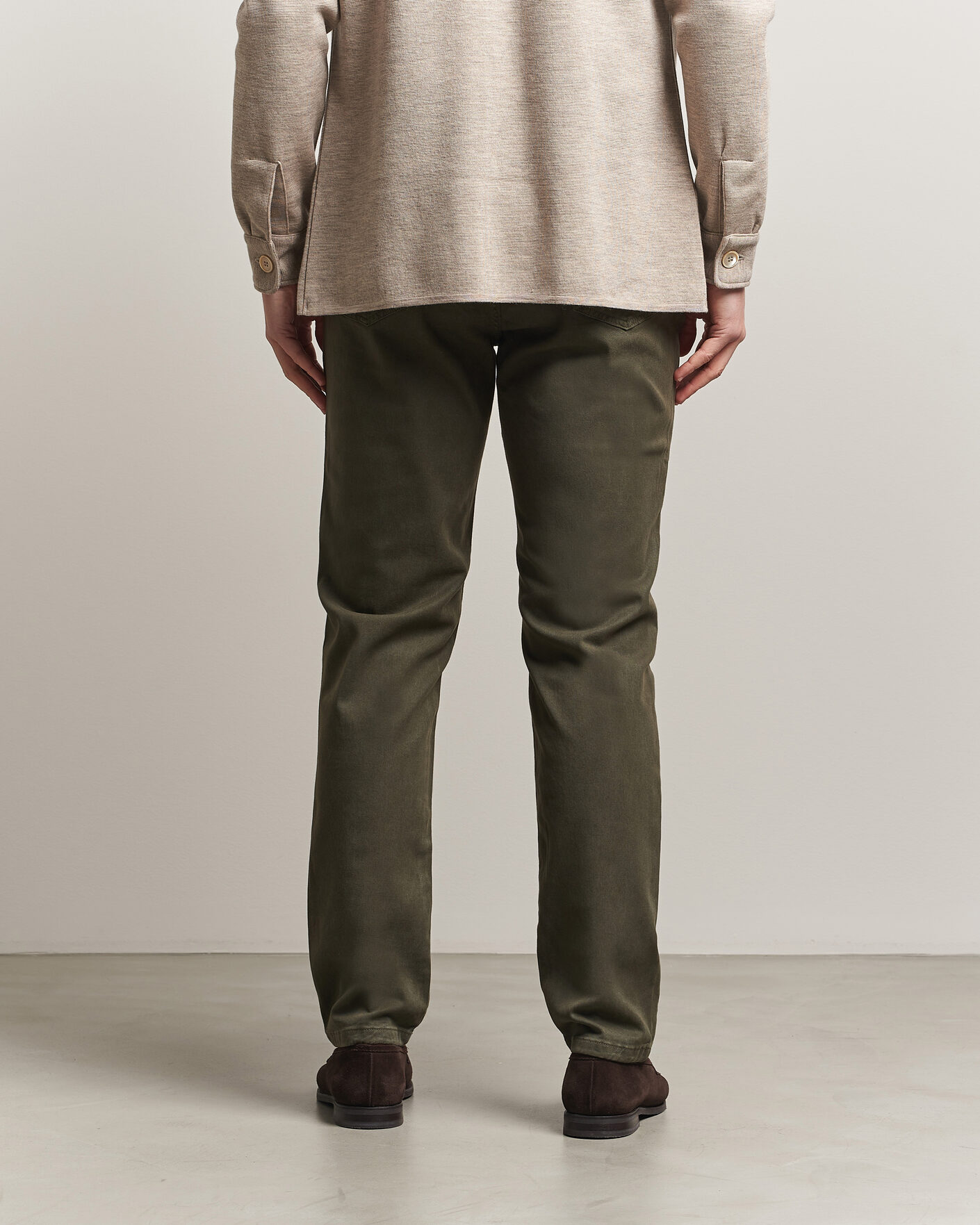 Heren | Broeken | Oscar Jacobson | Slim Fit 5-Pocket Chino  Olive