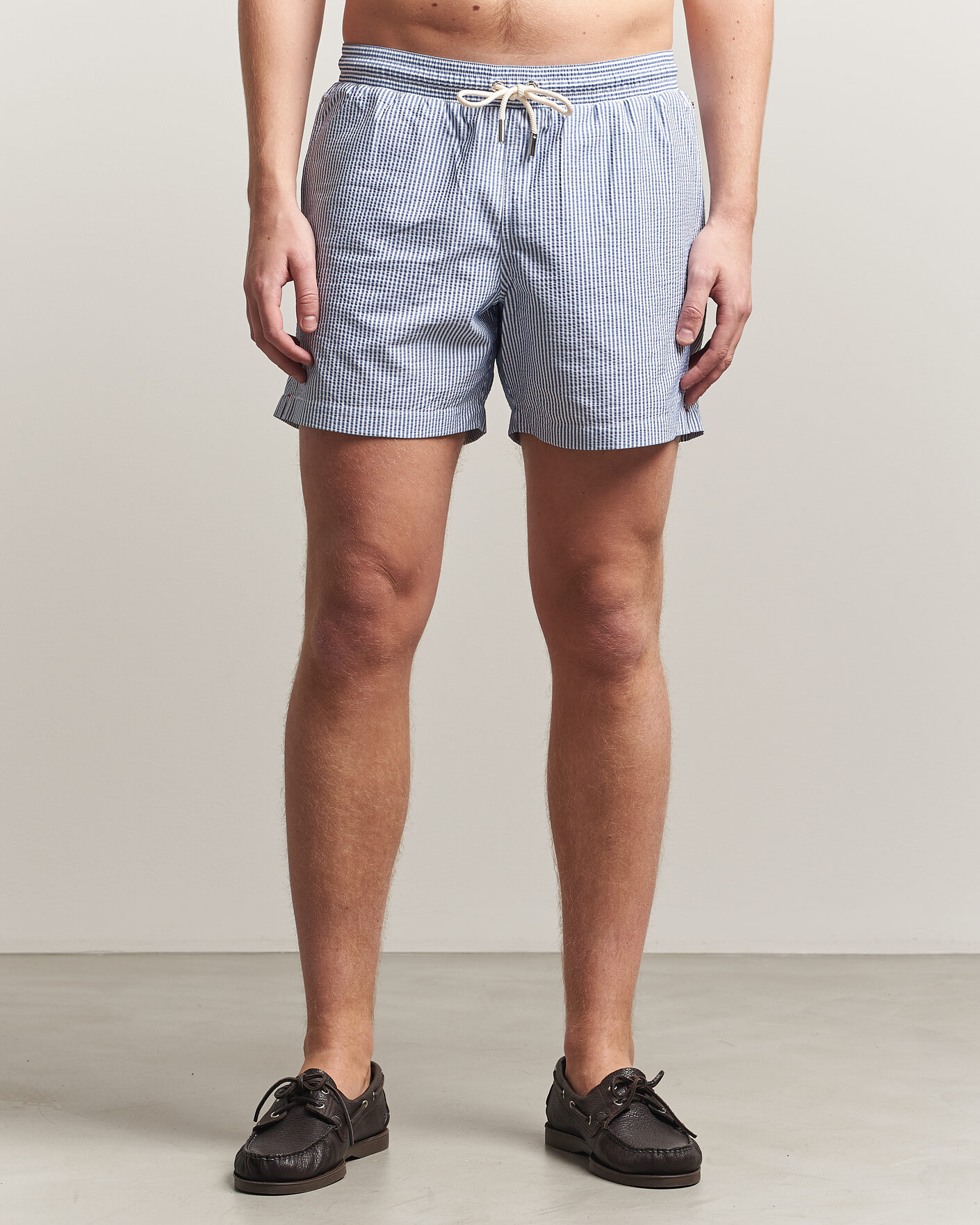 Heren | Zwembroek | Orlebar Brown | Boxer Seersucker Drawstring Swim Shorts Nova Blue
