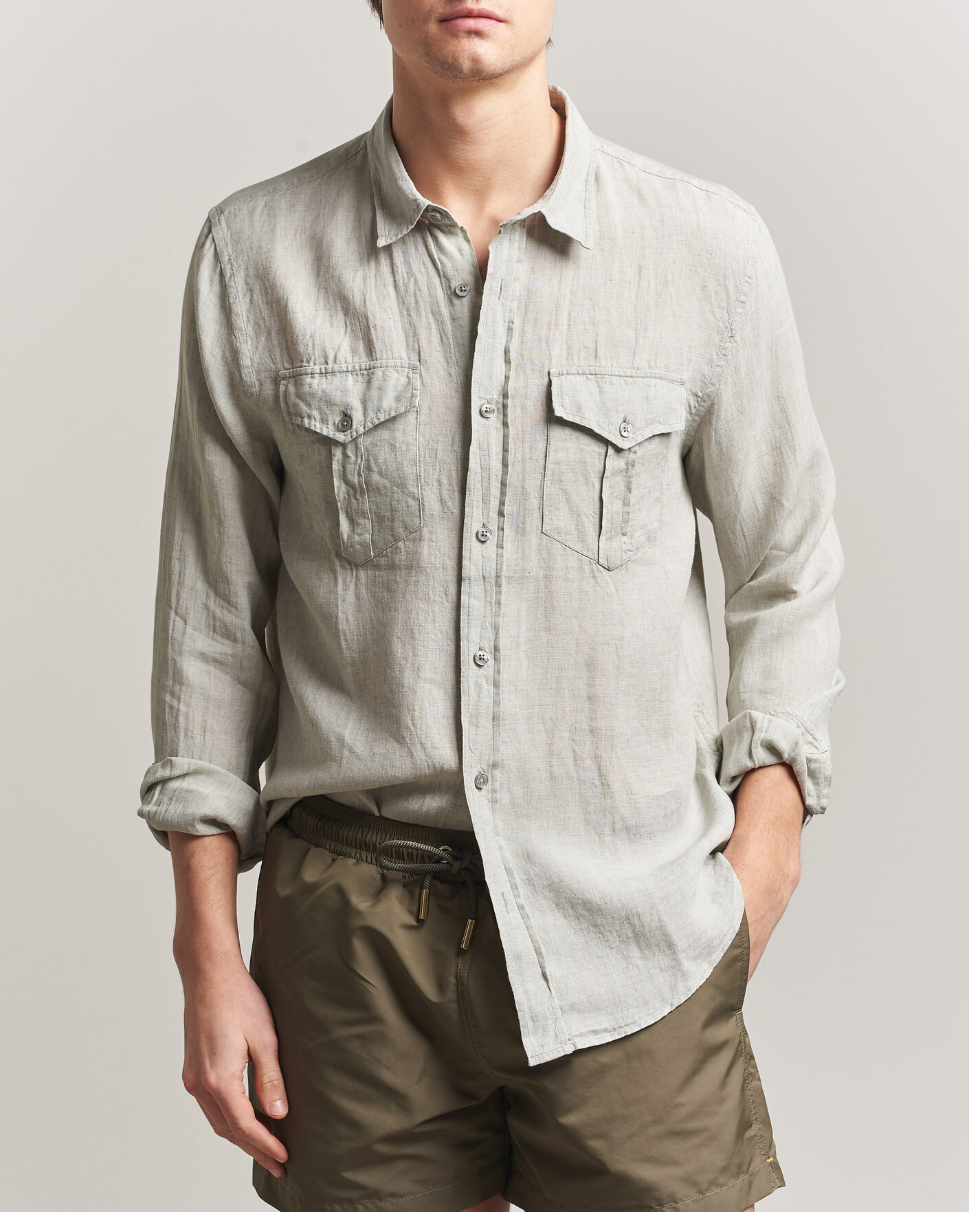 Heren | Overhemden | Orlebar Brown | Coleburn Linen Shirt Cliff Grey