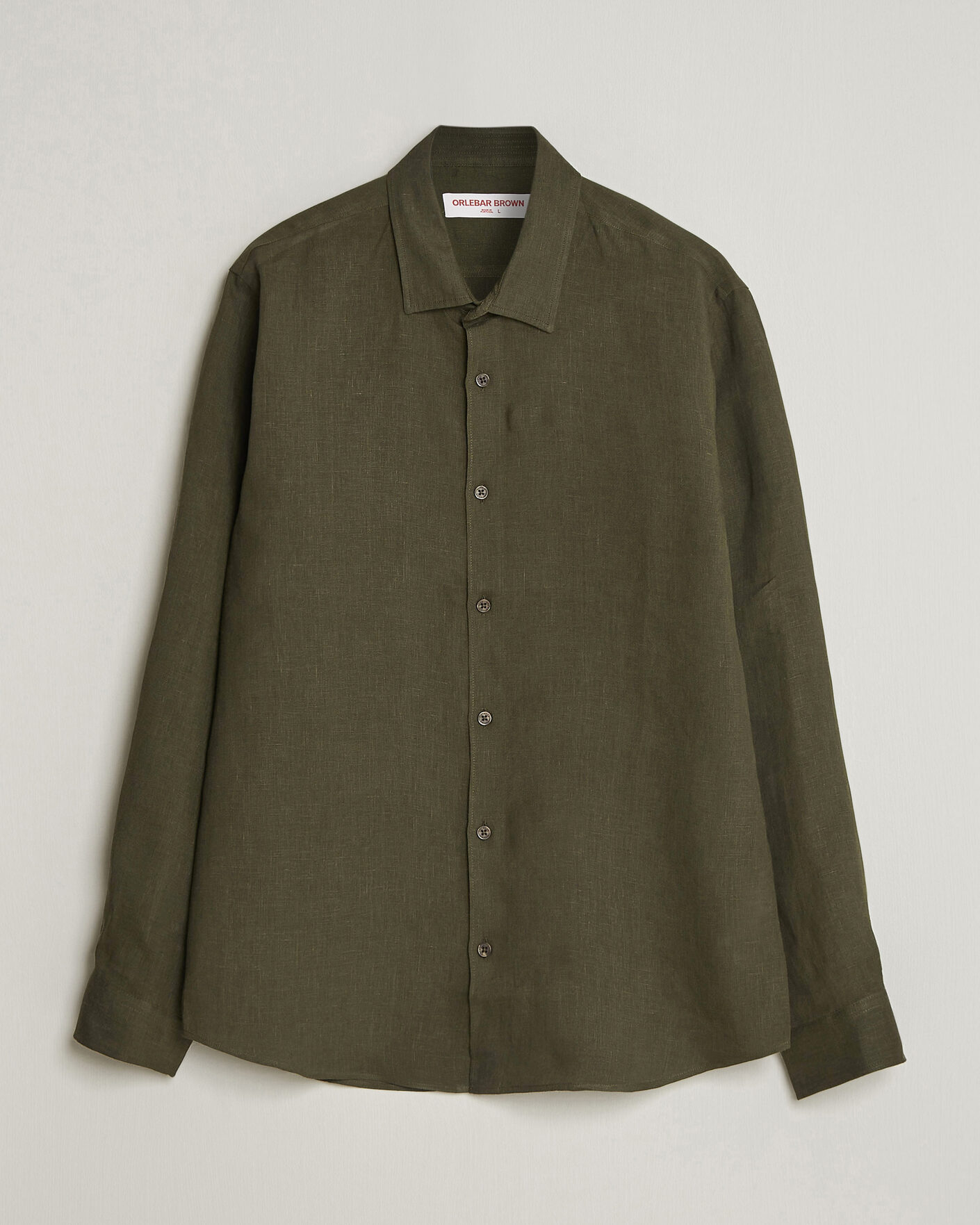 Heren | Overhemden | Orlebar Brown | Giles Linen Stiched Shirt Bayleaf Green