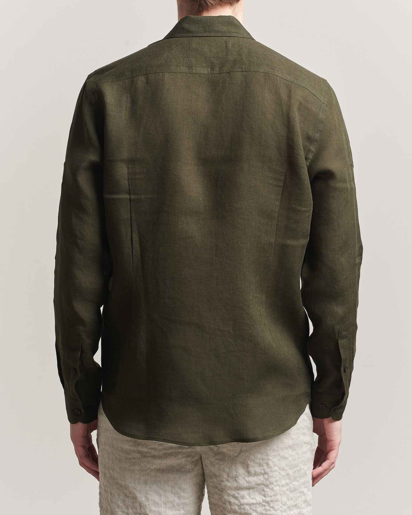 Heren | Overhemden | Orlebar Brown | Giles Linen Stiched Shirt Bayleaf Green