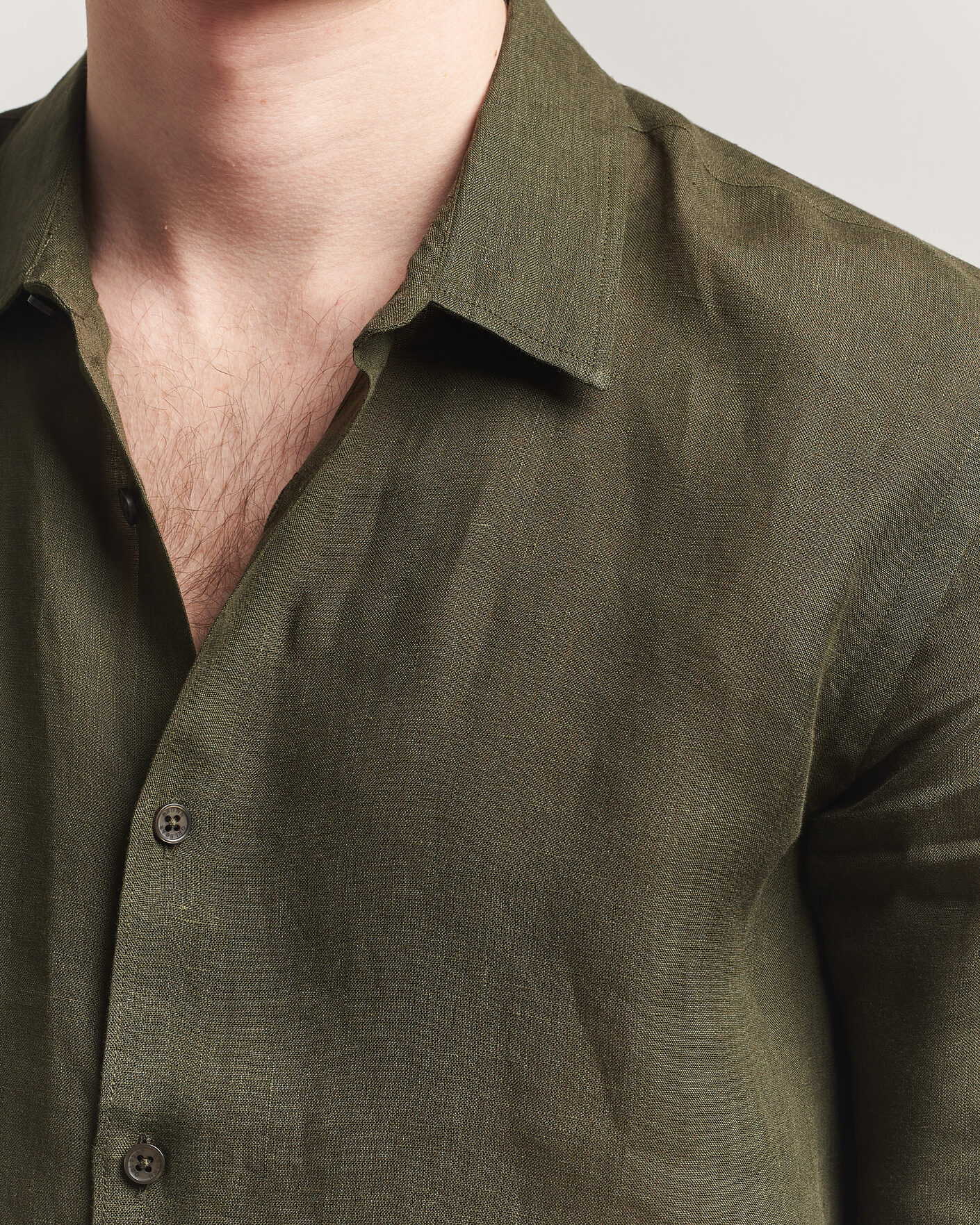 Heren | Overhemden | Orlebar Brown | Giles Linen Stiched Shirt Bayleaf Green