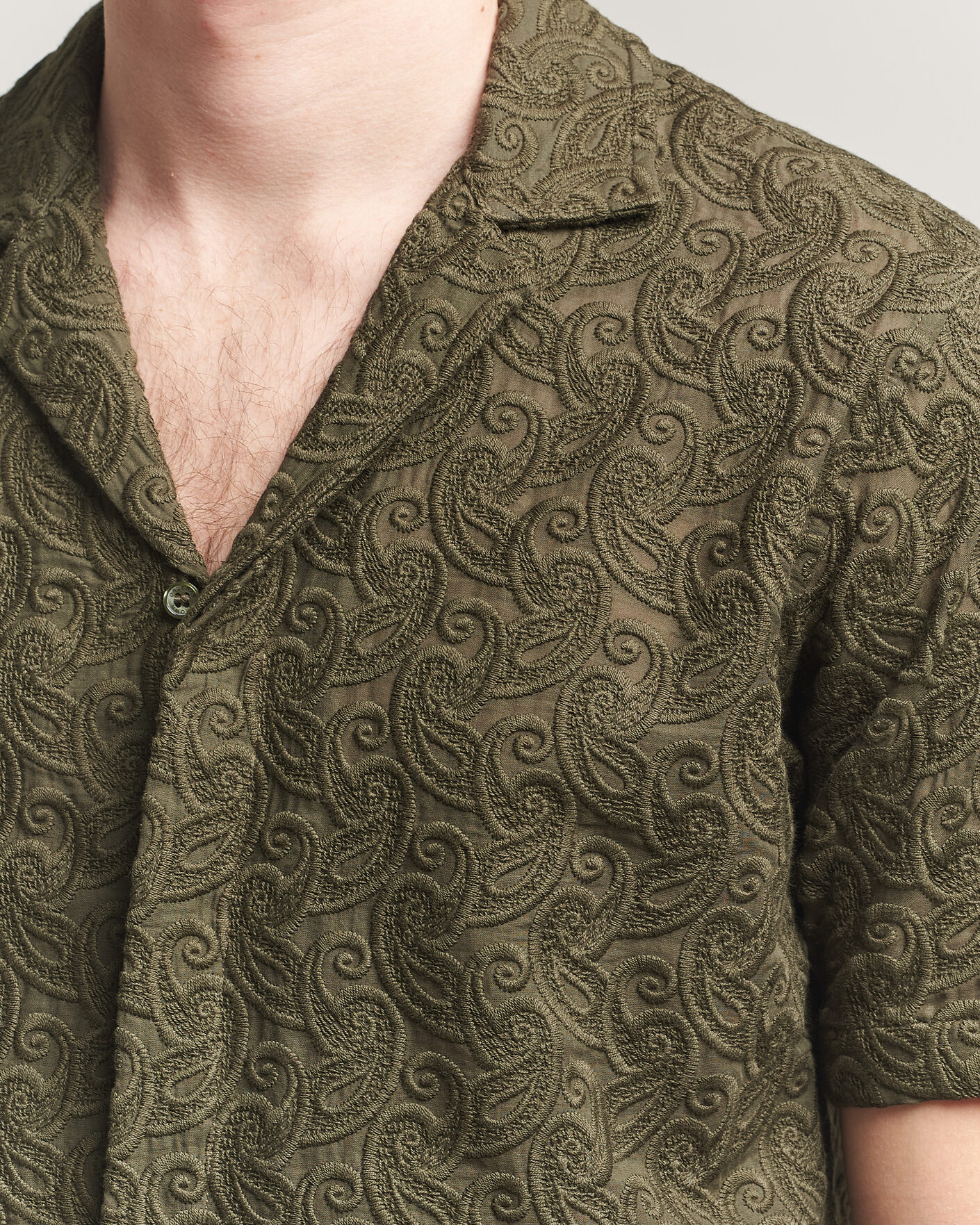 Heren | Overhemden | Orlebar Brown | Maitan Brodery Shirt Bayleaf Green