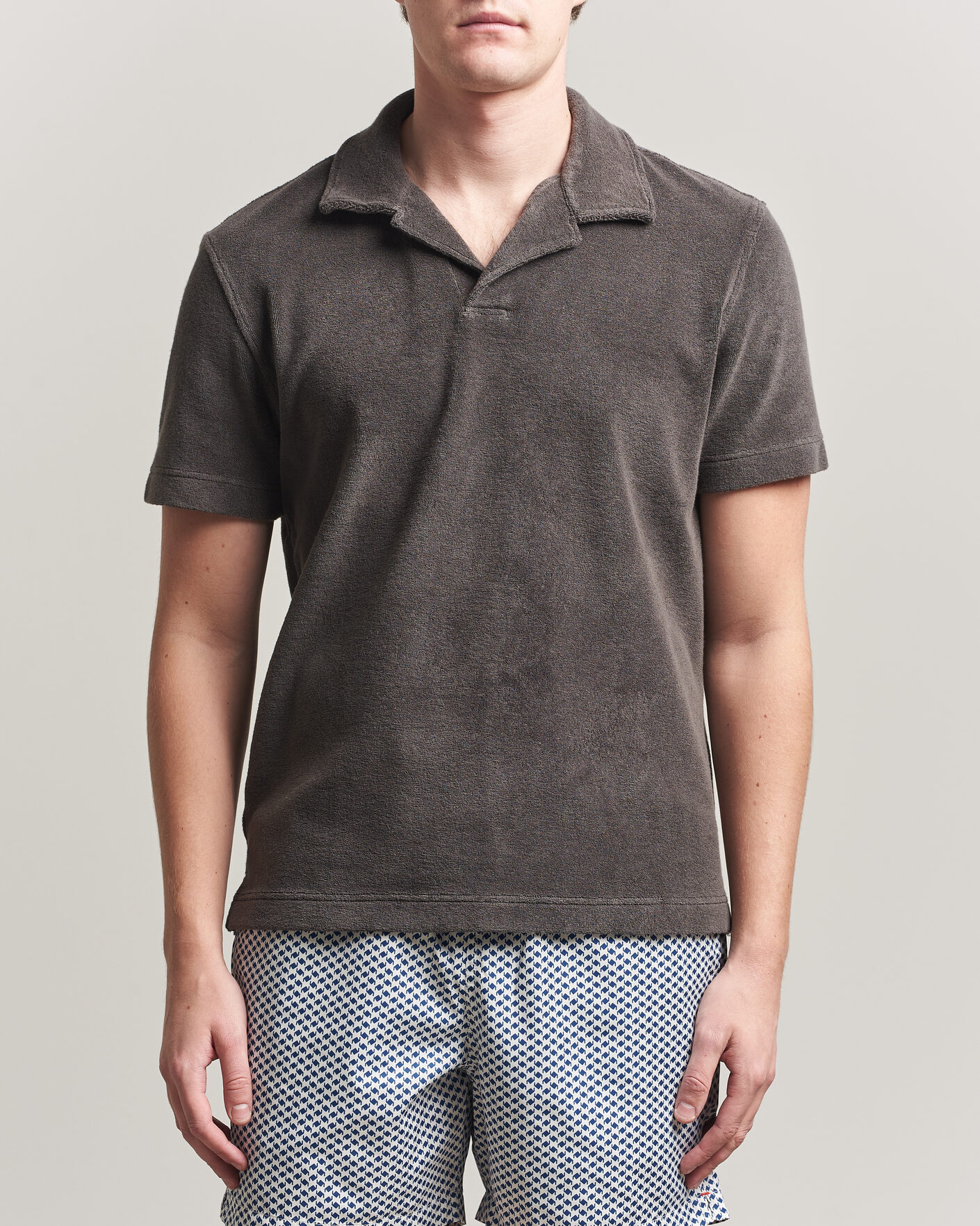Heren | Polo's | Orlebar Brown | Terry Resort Polo Elephant Grey