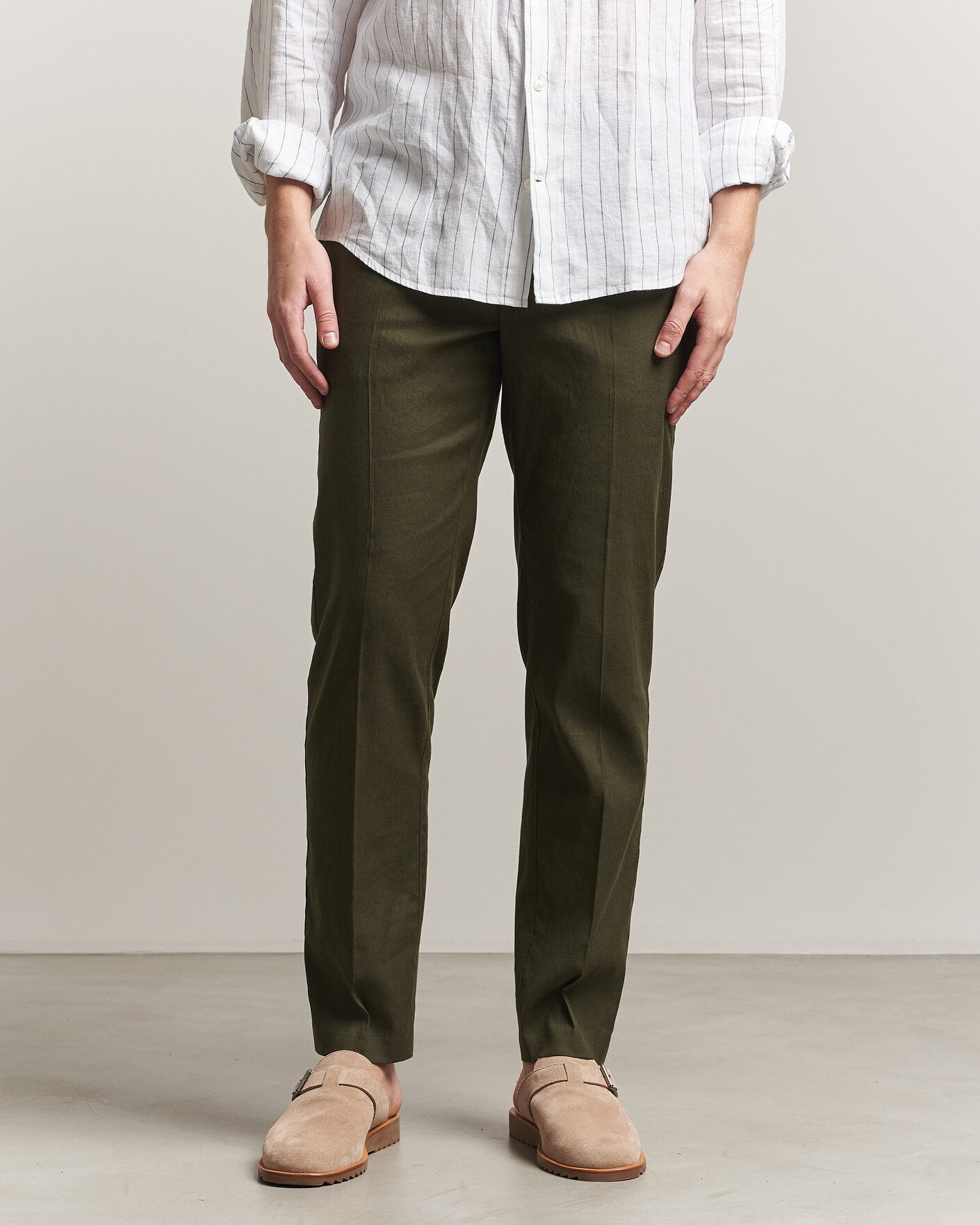 Heren | Broeken | Orlebar Brown | Ray Linen Pants Bayleaf Green