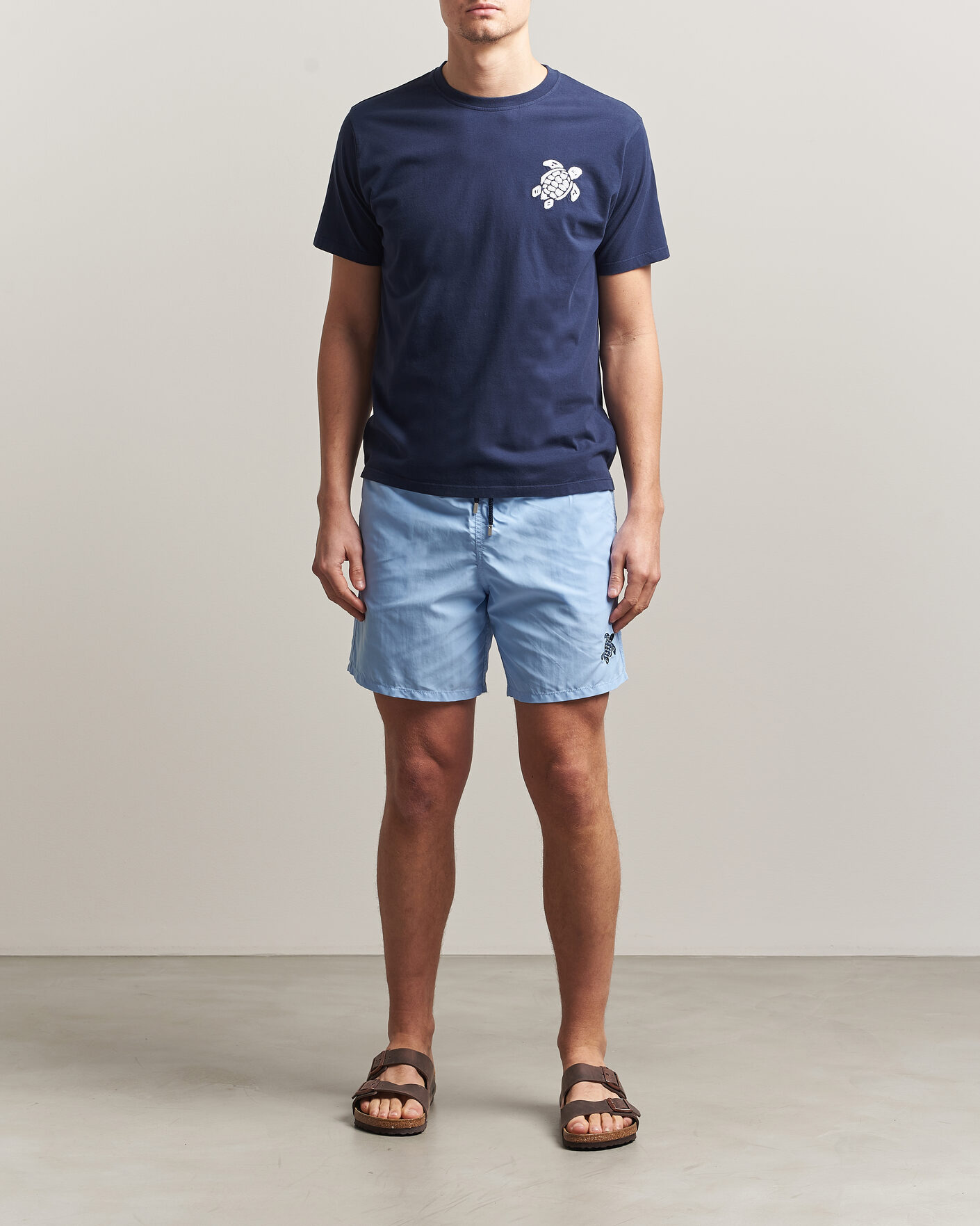 Heren | T-shirts | Vilebrequin | Embroidered Crew Neck T-Shirt Bleu Marine