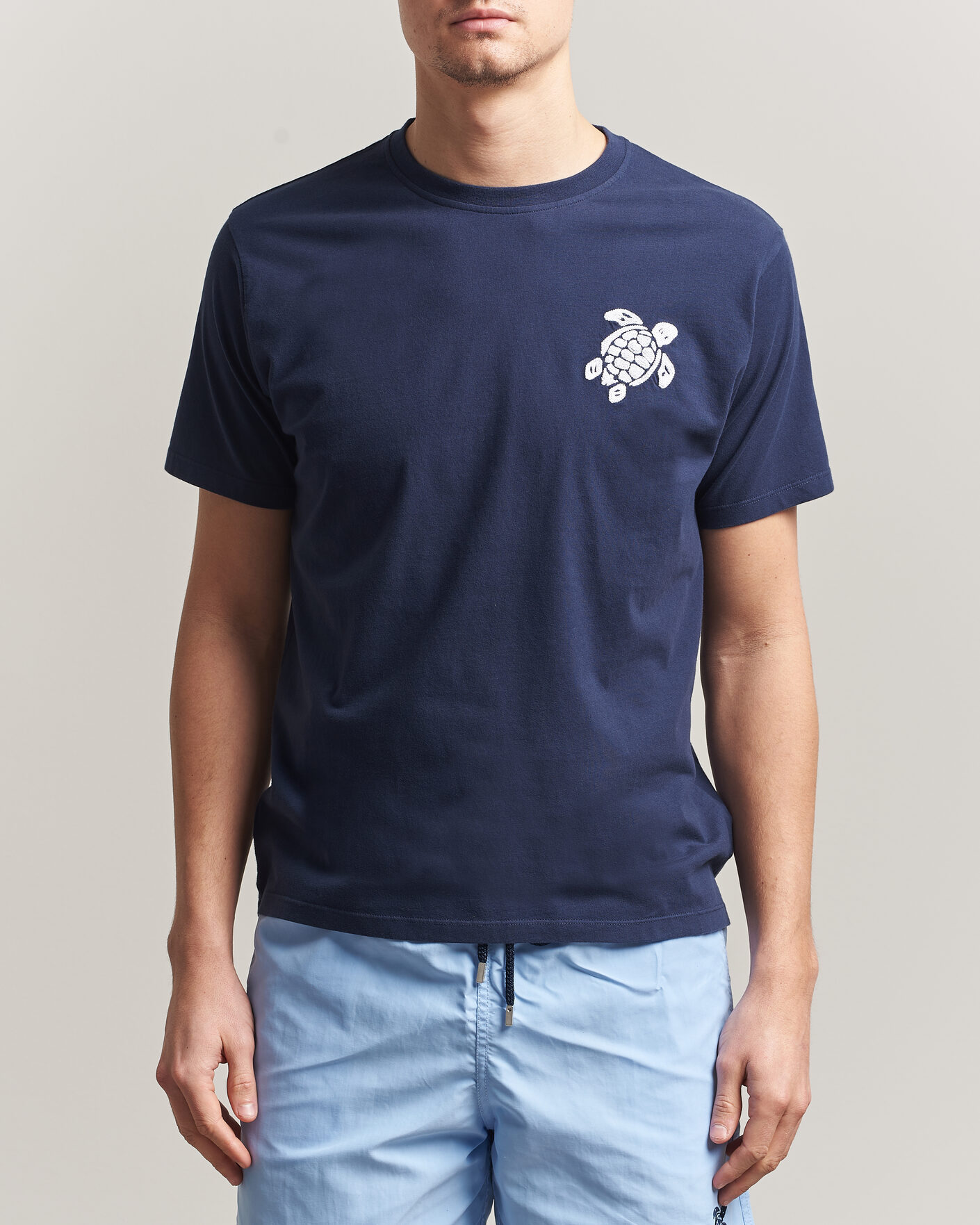 Heren | T-shirts | Vilebrequin | Embroidered Crew Neck T-Shirt Bleu Marine