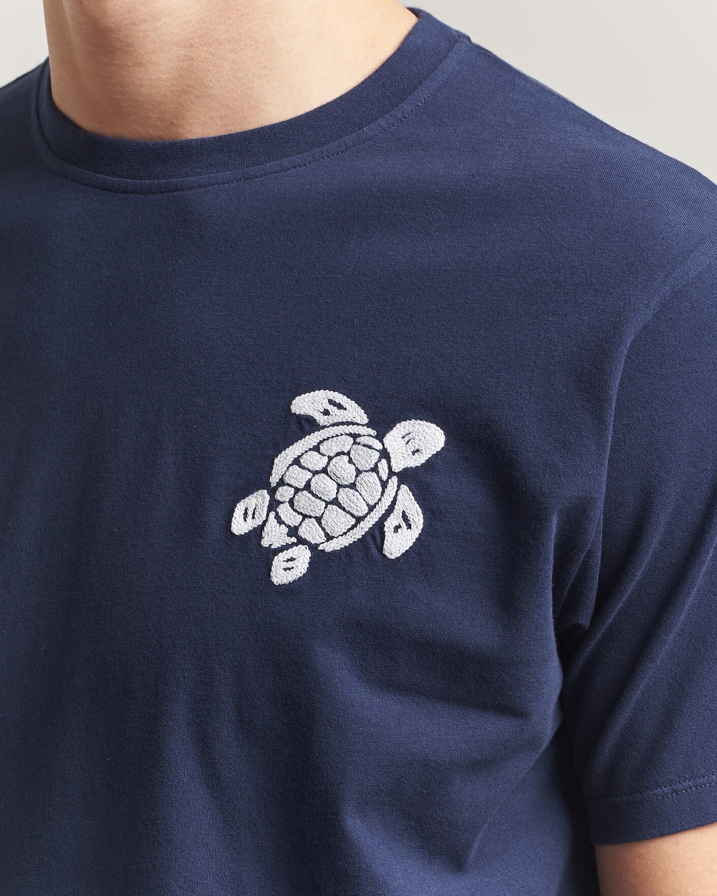 Heren | T-shirts | Vilebrequin | Embroidered Crew Neck T-Shirt Bleu Marine