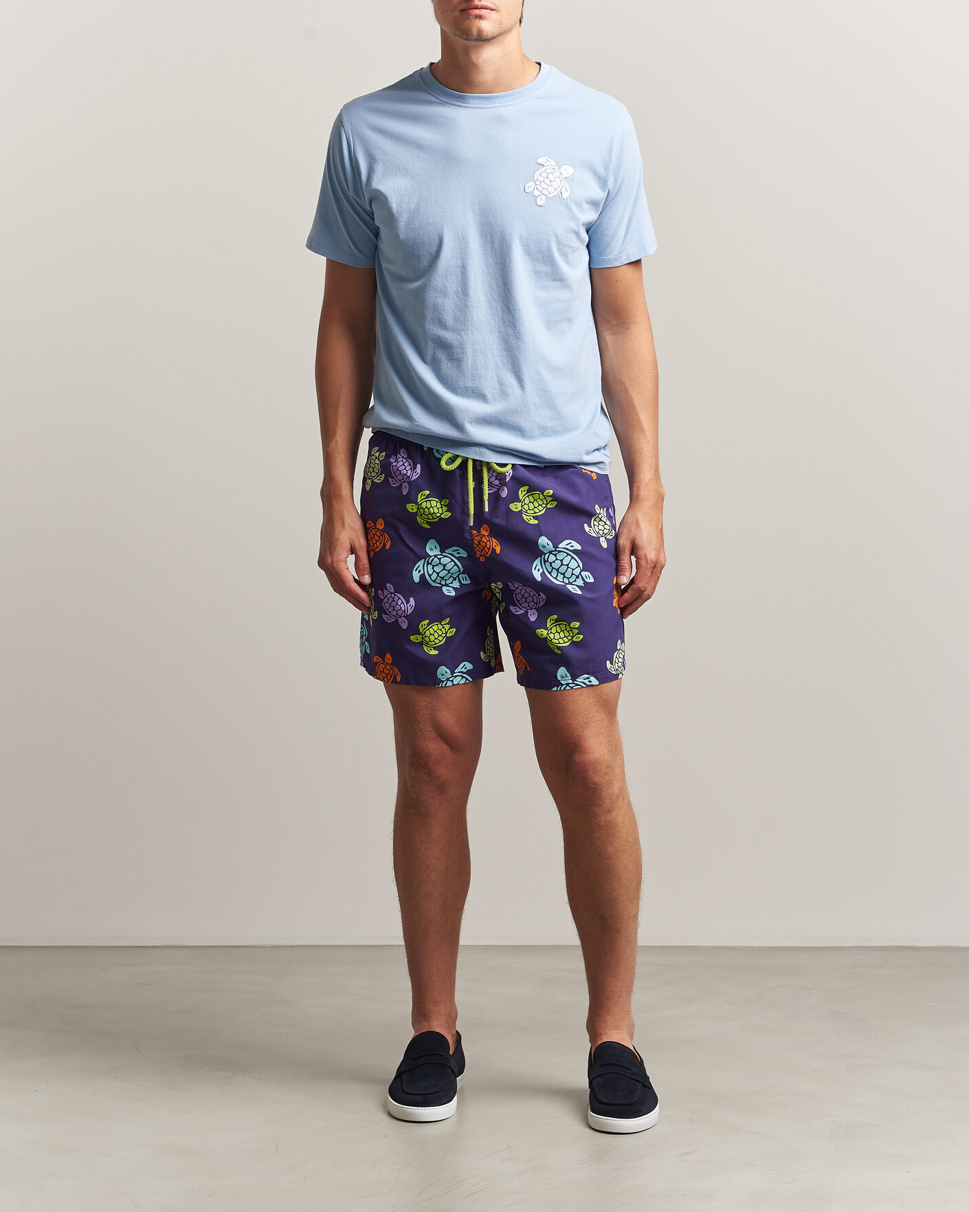 Heren | T-shirts | Vilebrequin | Printed Crew Neck T-Shirt Cloudy Blue