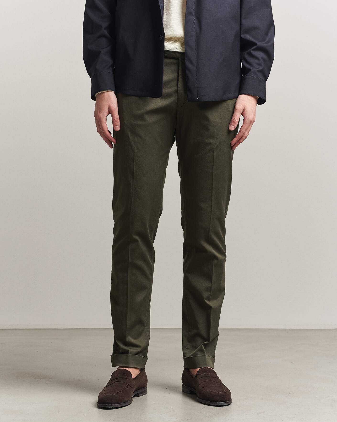 Heren | Broeken | Briglia 1949 | Slim Fit Cotton Chinos Dark Green
