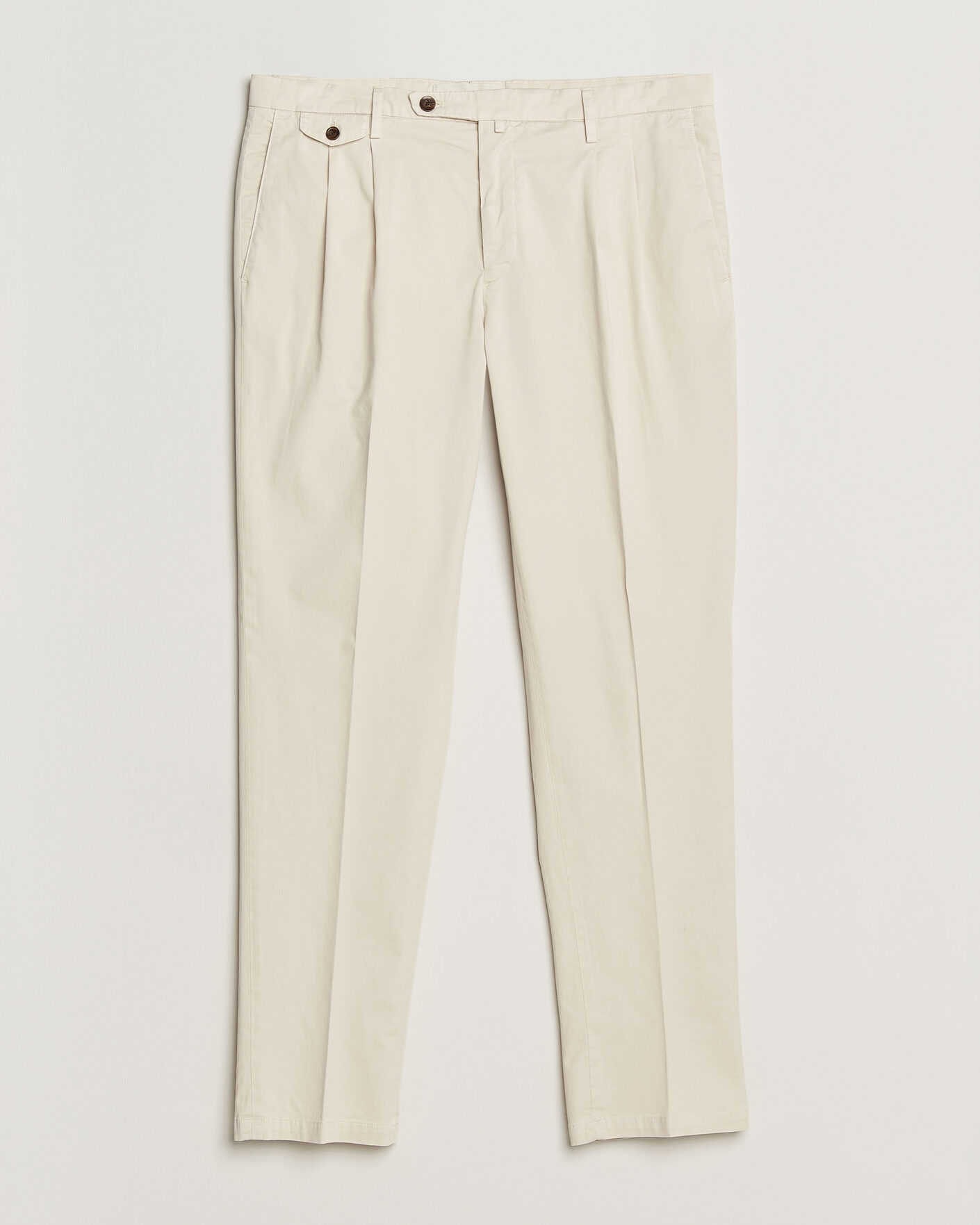 Heren | Broeken | Briglia 1949 | Easy Fit Pleated Cotton Stretch Chino Cream
