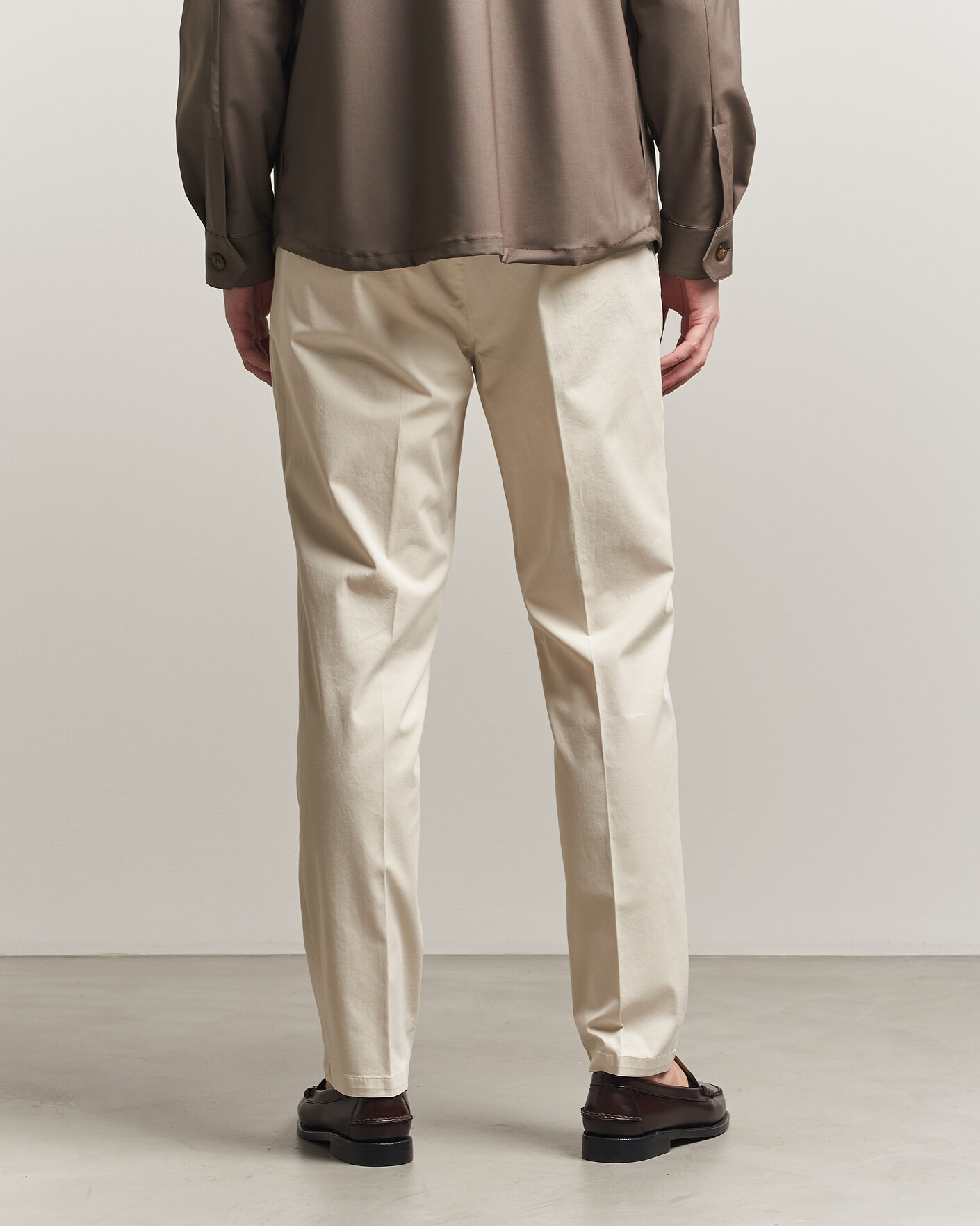 Heren | Broeken | Briglia 1949 | Easy Fit Pleated Cotton Stretch Chino Cream
