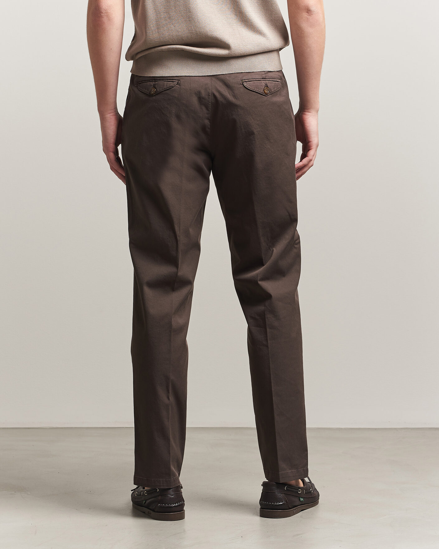 Heren | Broeken | Briglia 1949 | Easy Fit Pleated Cotton Stretch Chino Brown