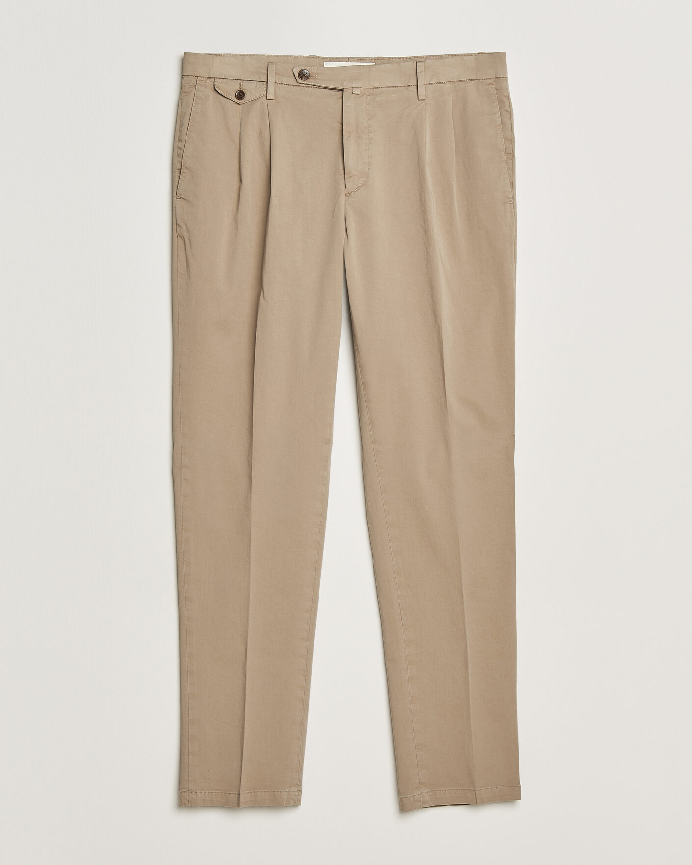 Heren | Broeken | Briglia 1949 | Easy Fit Pleated Cotton Stretch Chino Taupe