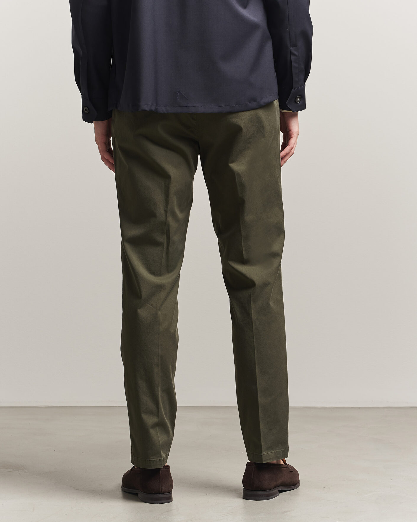 Heren | Broeken | Briglia 1949 | Easy Fit Pleated Cotton Stretch Chino Olive