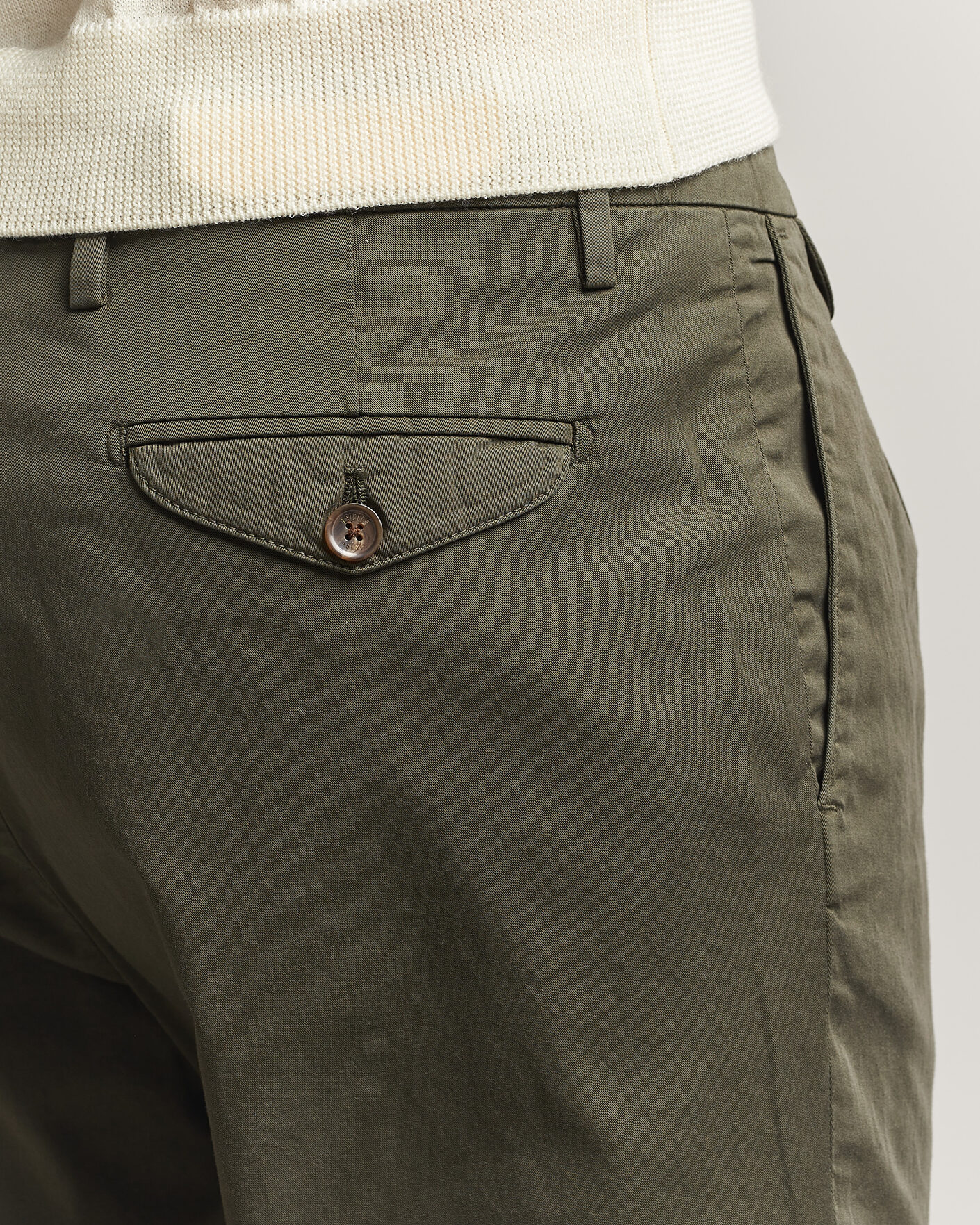 Heren | Broeken | Briglia 1949 | Easy Fit Pleated Cotton Stretch Chino Olive