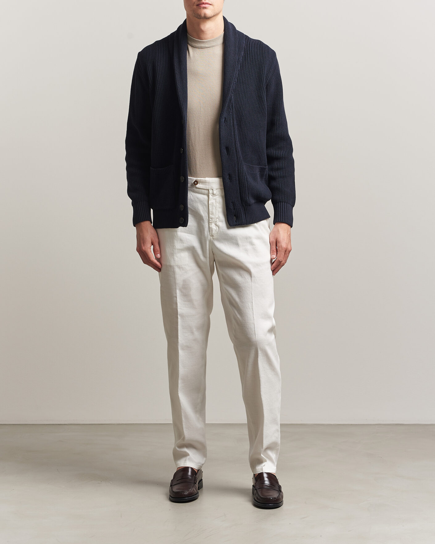 Heren | Broeken | Briglia 1949 | Pleated Linen Trousers Cream