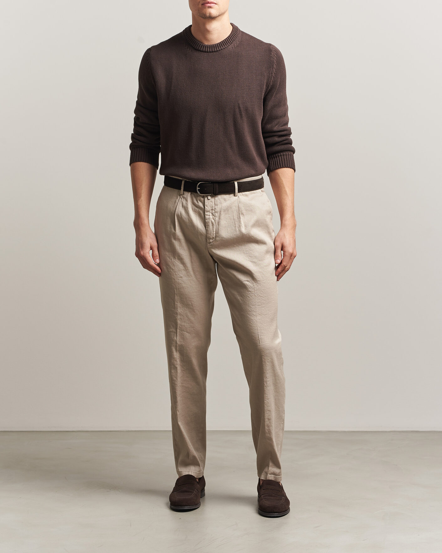 Heren | Broeken | Briglia 1949 | Pleated Linen Trousers Beige