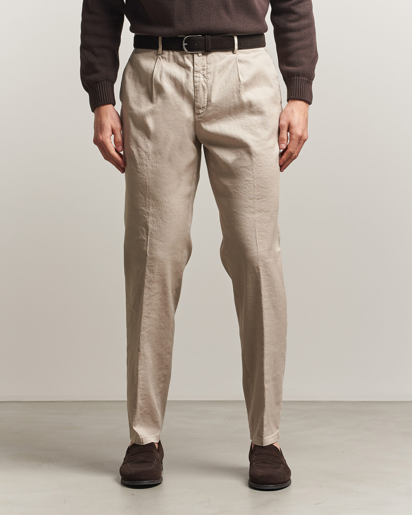 Heren | Broeken | Briglia 1949 | Pleated Linen Trousers Beige