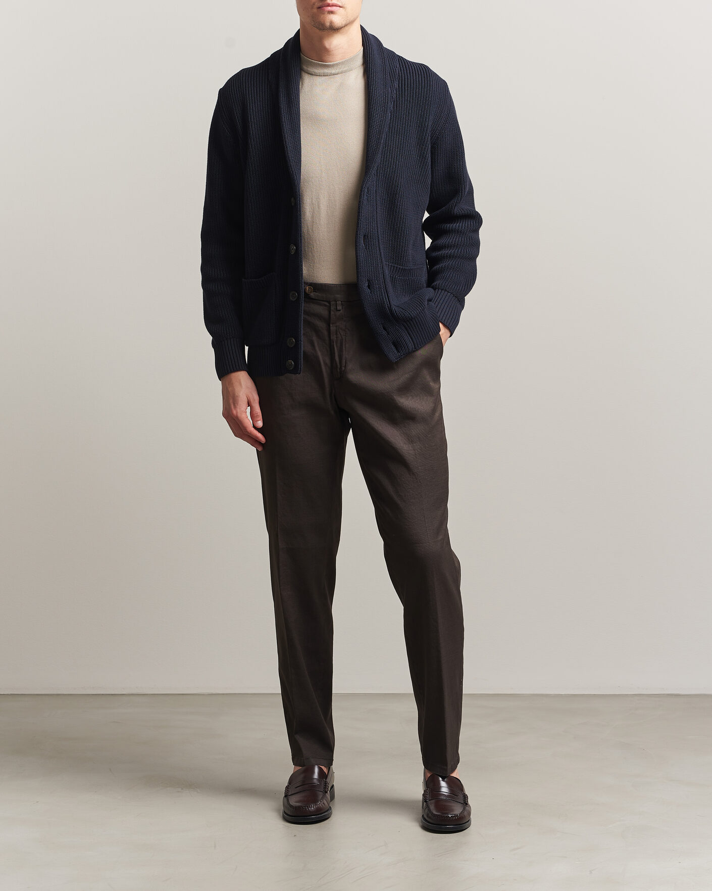 Heren | Broeken | Briglia 1949 | Pleated Linen Trousers Brown