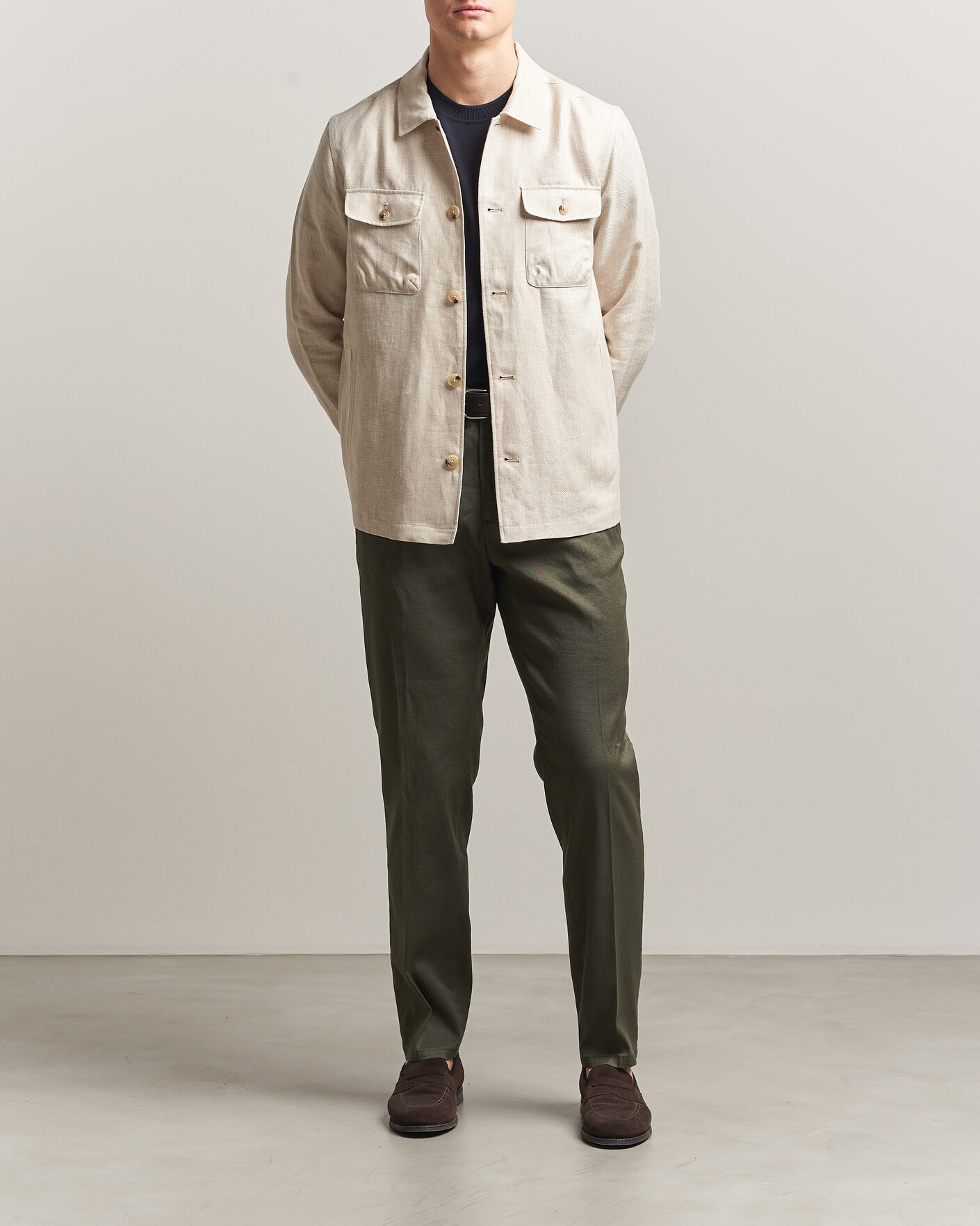 Heren | Broeken | Briglia 1949 | Pleated Linen Trousers Olive
