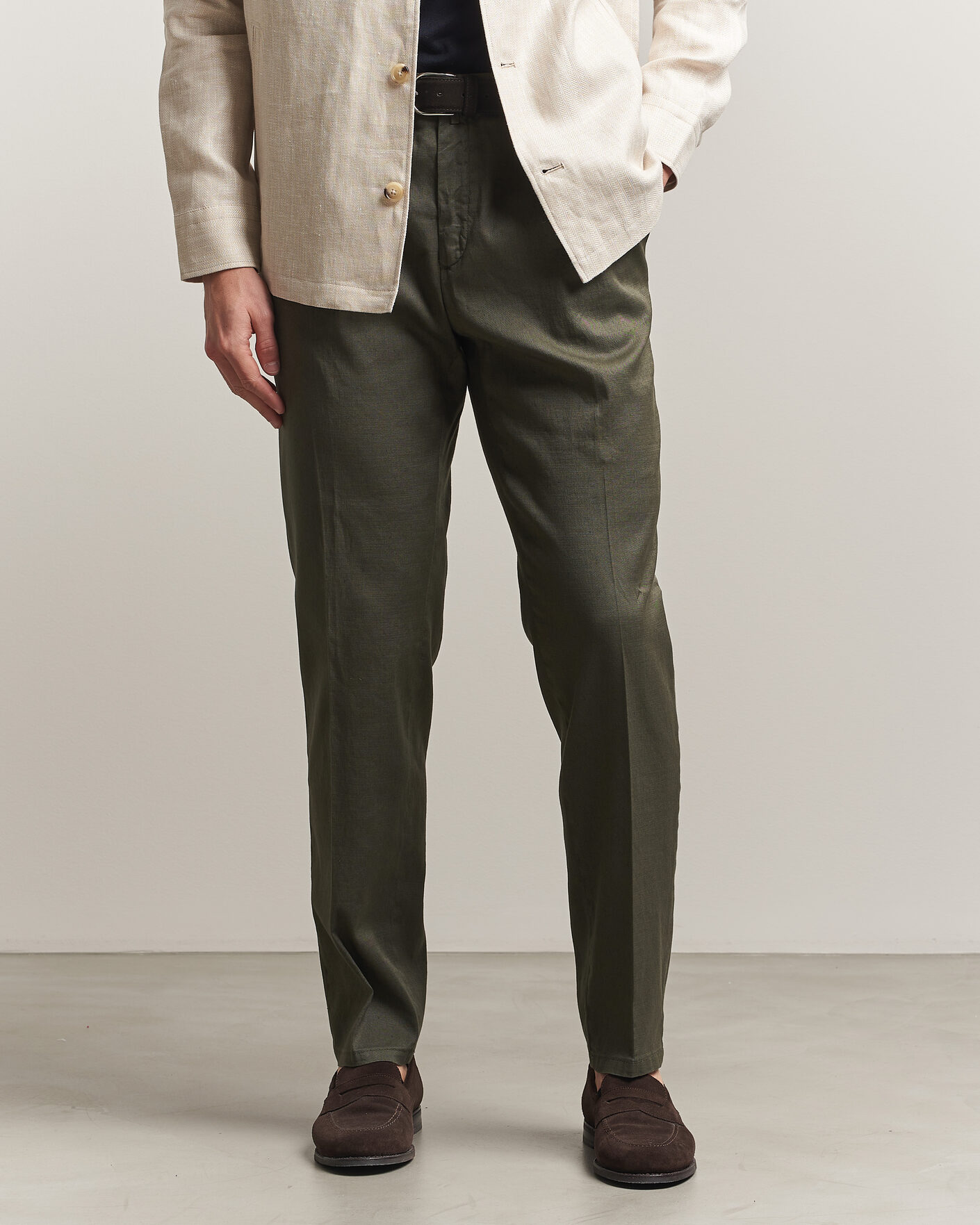 Heren | Broeken | Briglia 1949 | Pleated Linen Trousers Olive