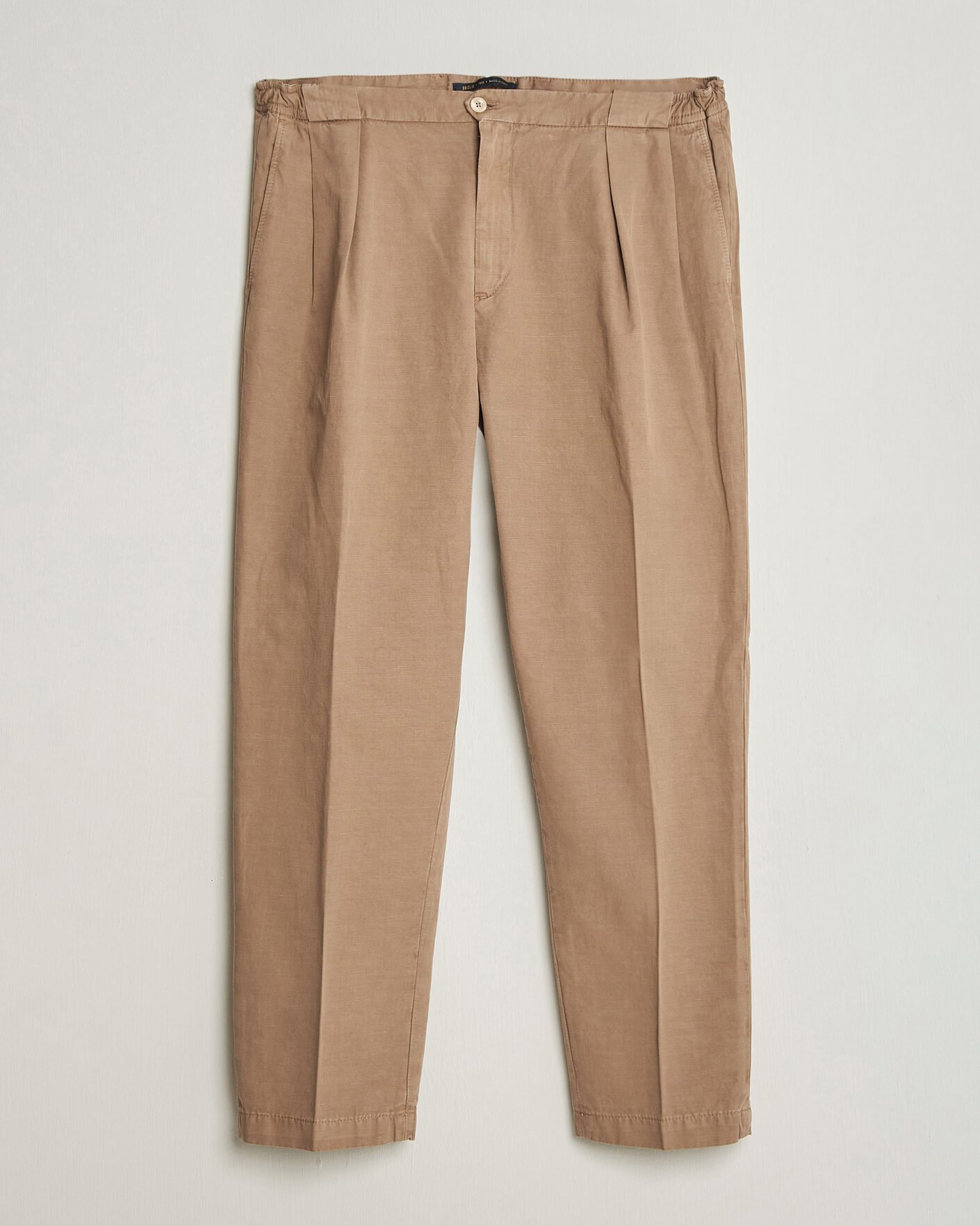Heren | Broeken | Briglia 1949 | Portobello Loose Fit Cotton/Linen Trousers Beige
