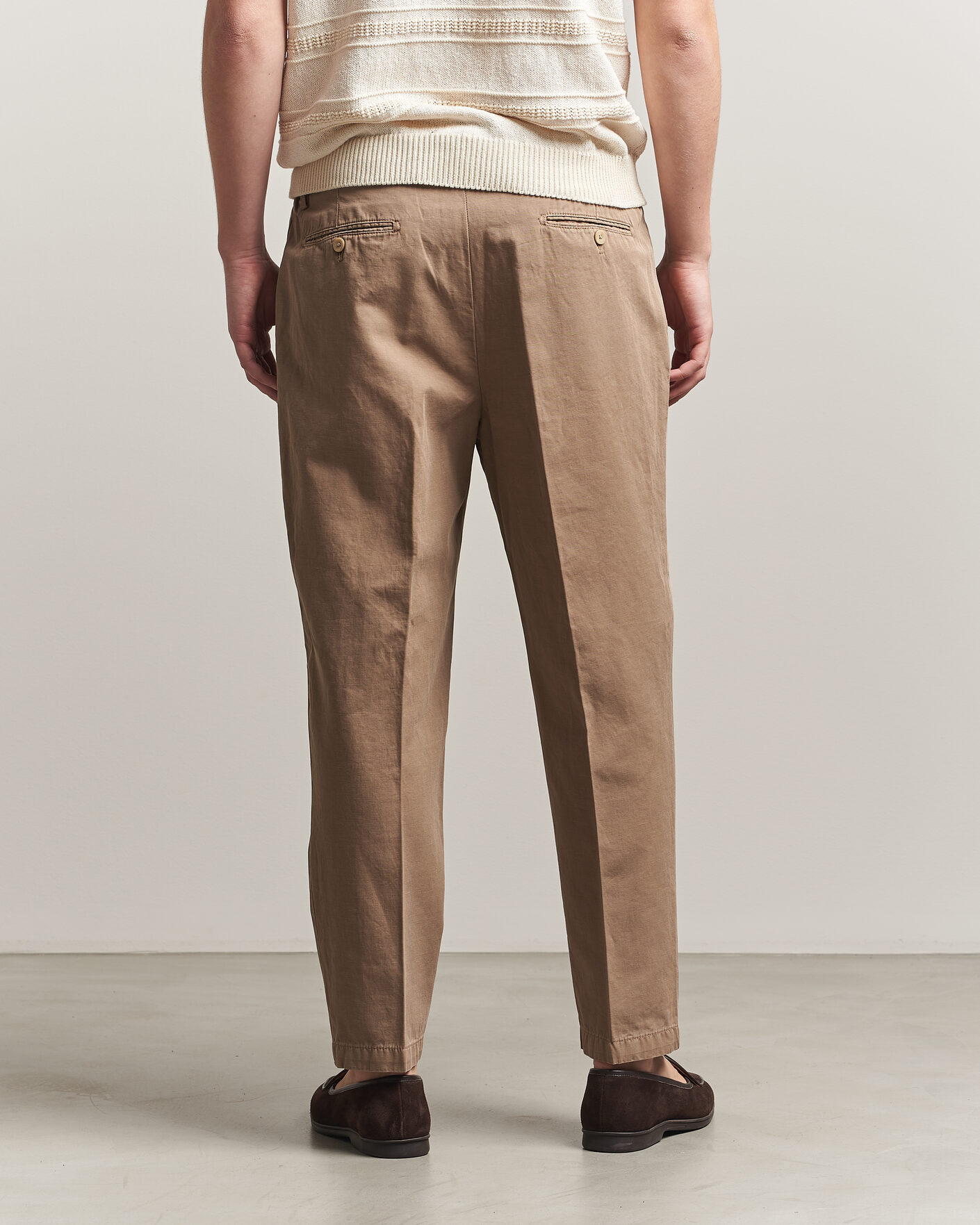 Heren | Broeken | Briglia 1949 | Portobello Loose Fit Cotton/Linen Trousers Beige