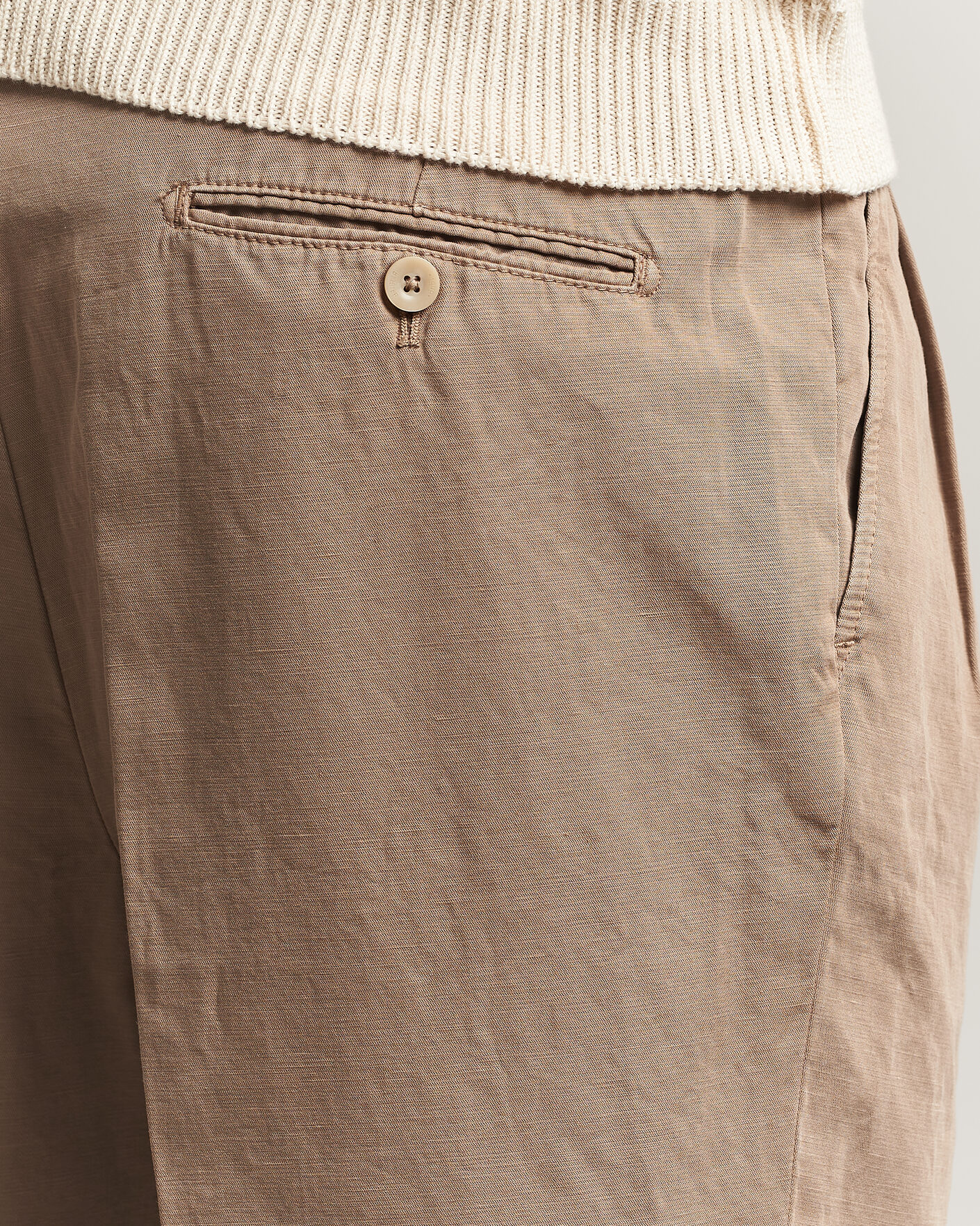 Heren | Broeken | Briglia 1949 | Portobello Loose Fit Cotton/Linen Trousers Beige