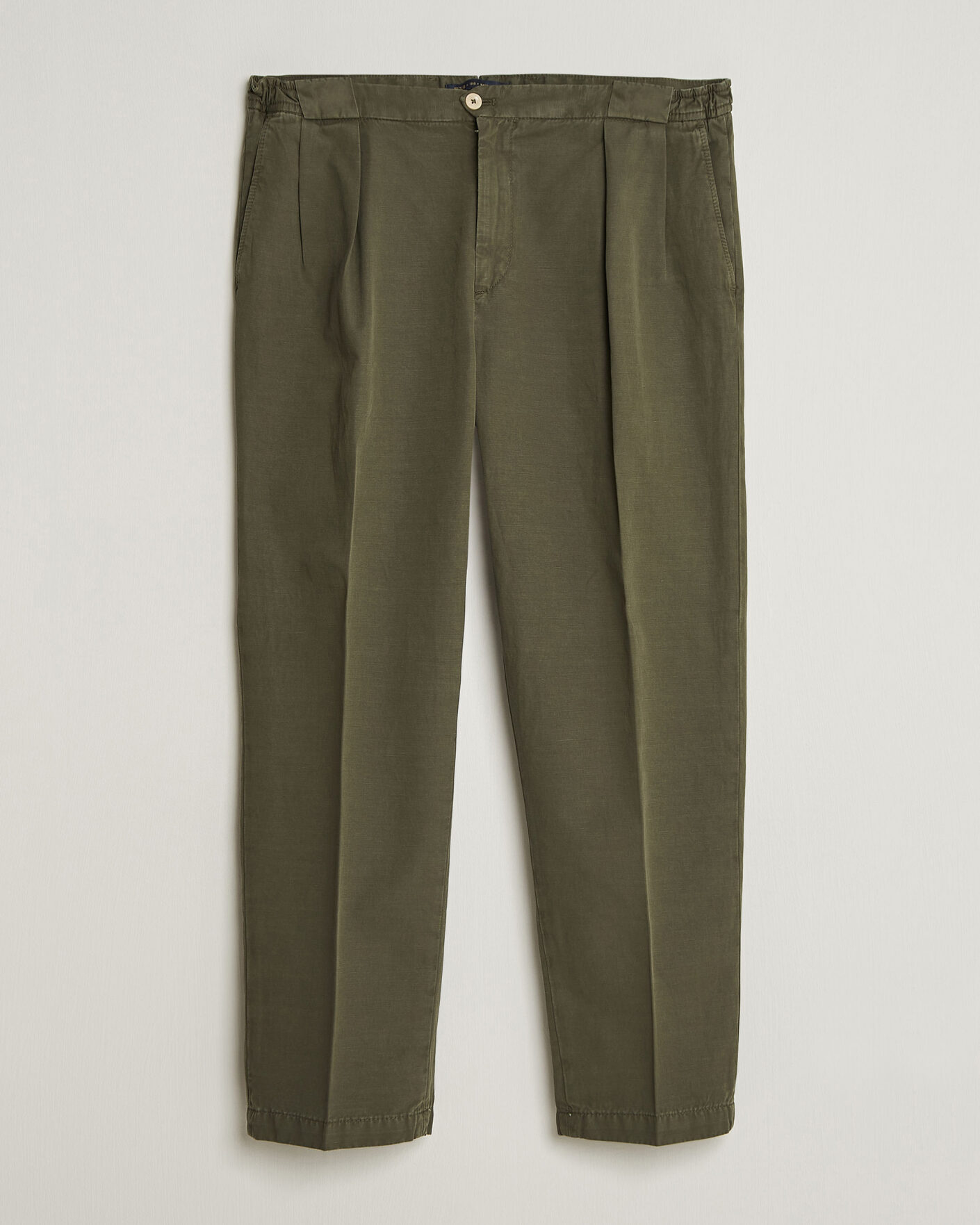 Heren | Broeken | Briglia 1949 | Portobello Loose Fit Cotton/Linen Trousers Olive