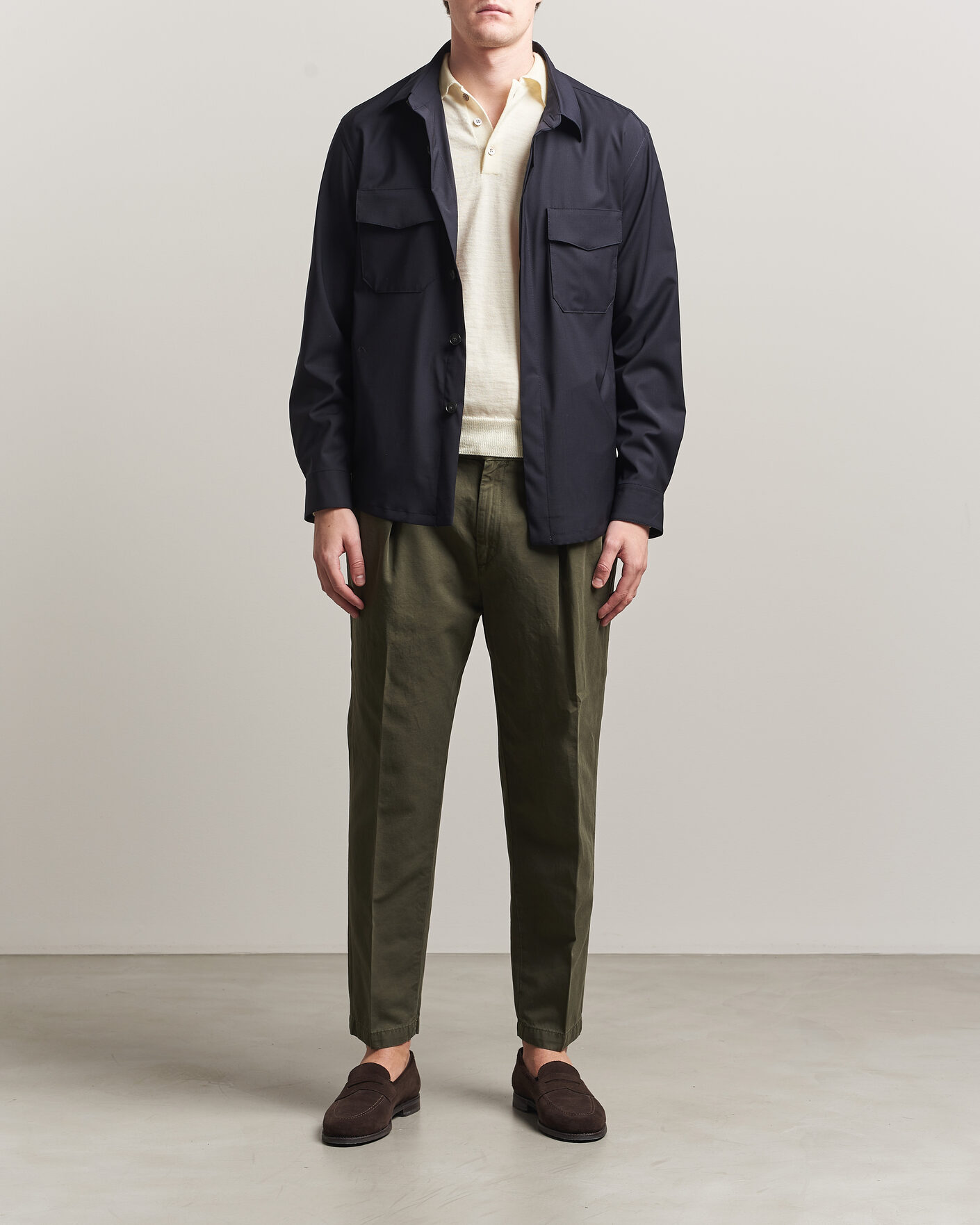 Heren | Broeken | Briglia 1949 | Portobello Loose Fit Cotton/Linen Trousers Olive