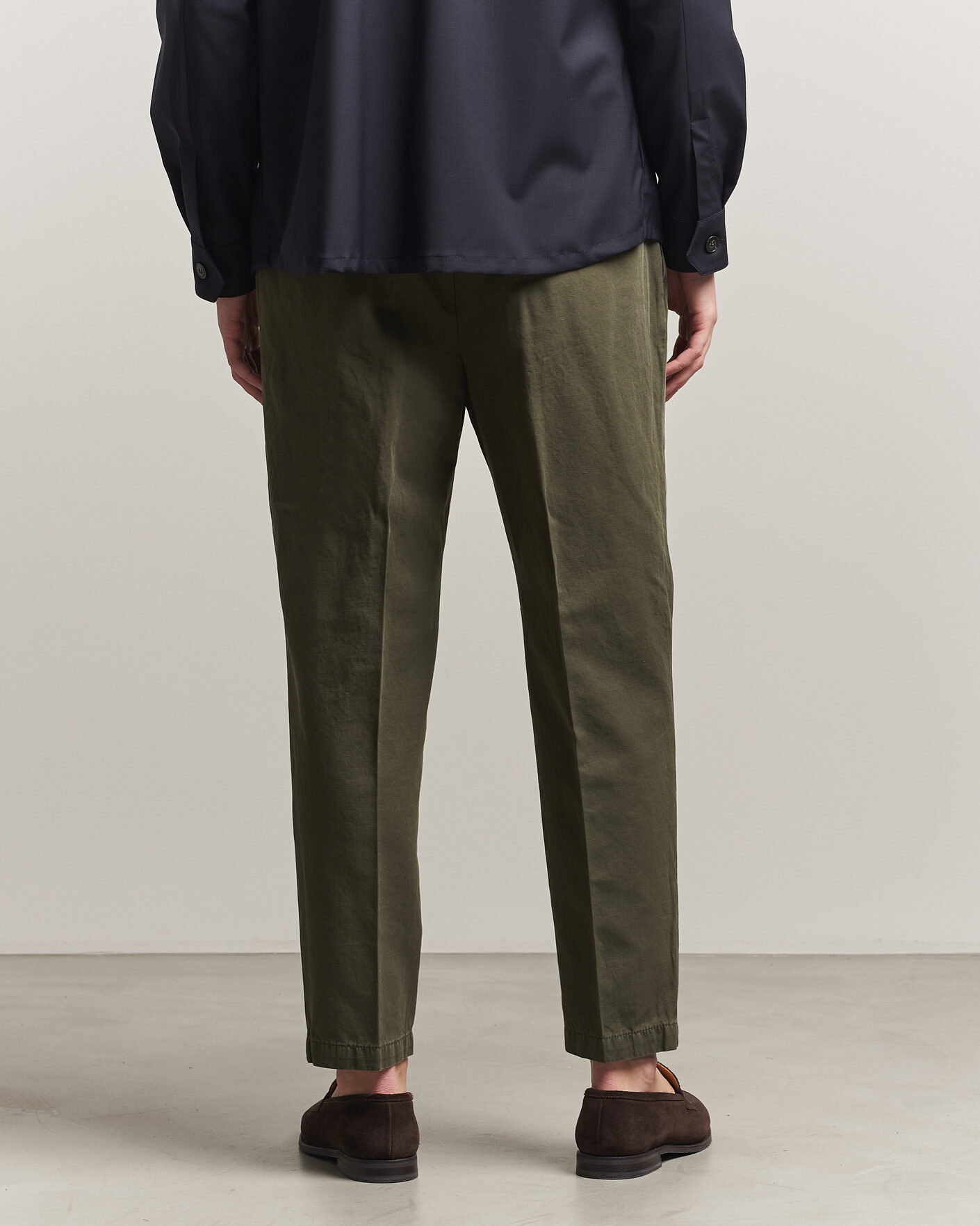 Heren | Broeken | Briglia 1949 | Portobello Loose Fit Cotton/Linen Trousers Olive